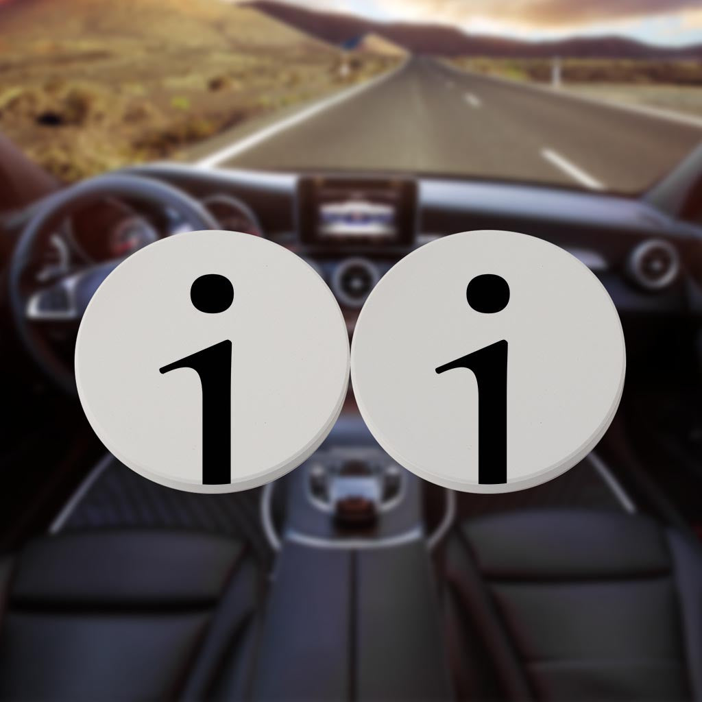 Minimalist Monogram I Circle | Absorbent Car Coasters | Set of 2 | Min 4