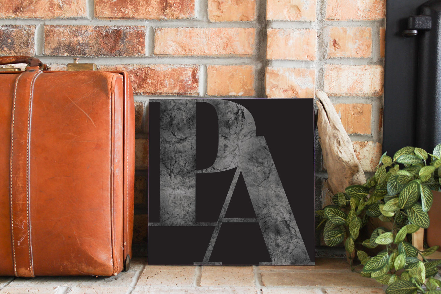 Minimalistic B&W Pennsylvania Black Initials | Wood Sign | Eaches | Min 2