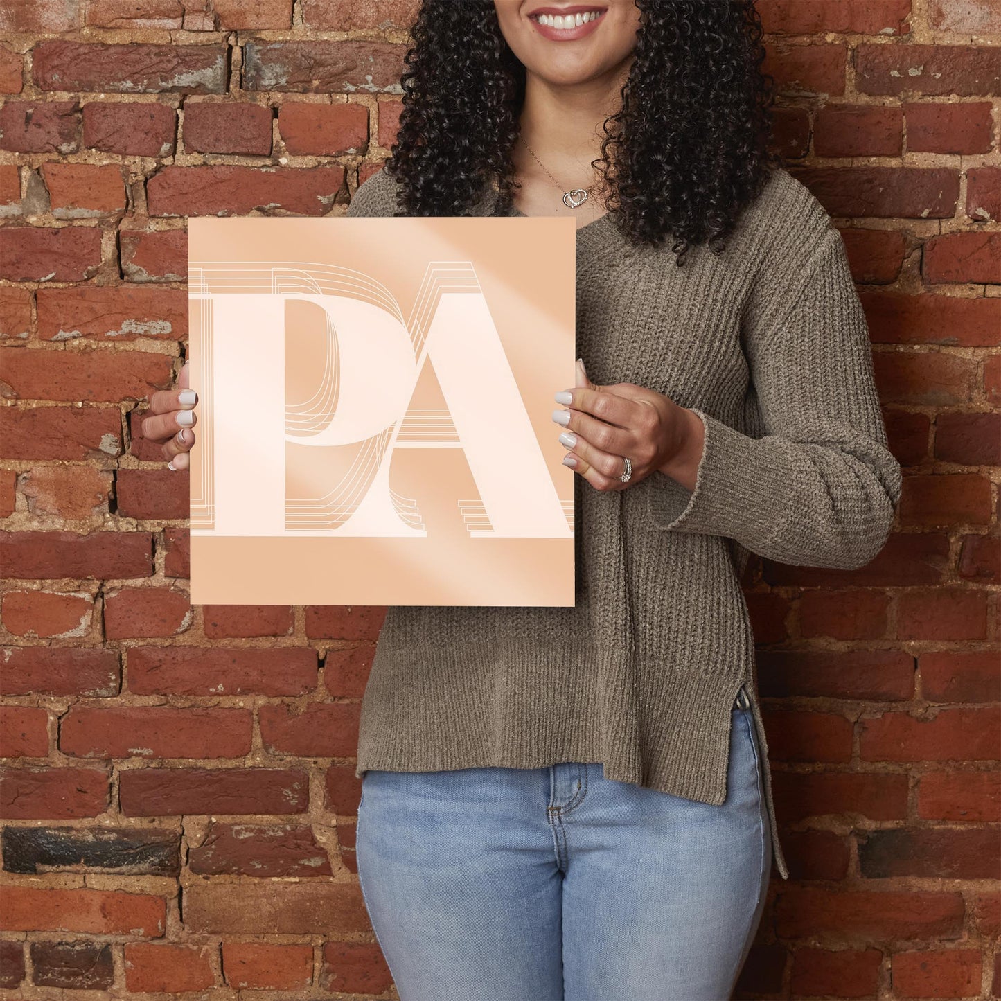 Modern Minimalist Pennsylvania Pa Initials Light | Hi-Def Glass Art | Eaches | Min 1