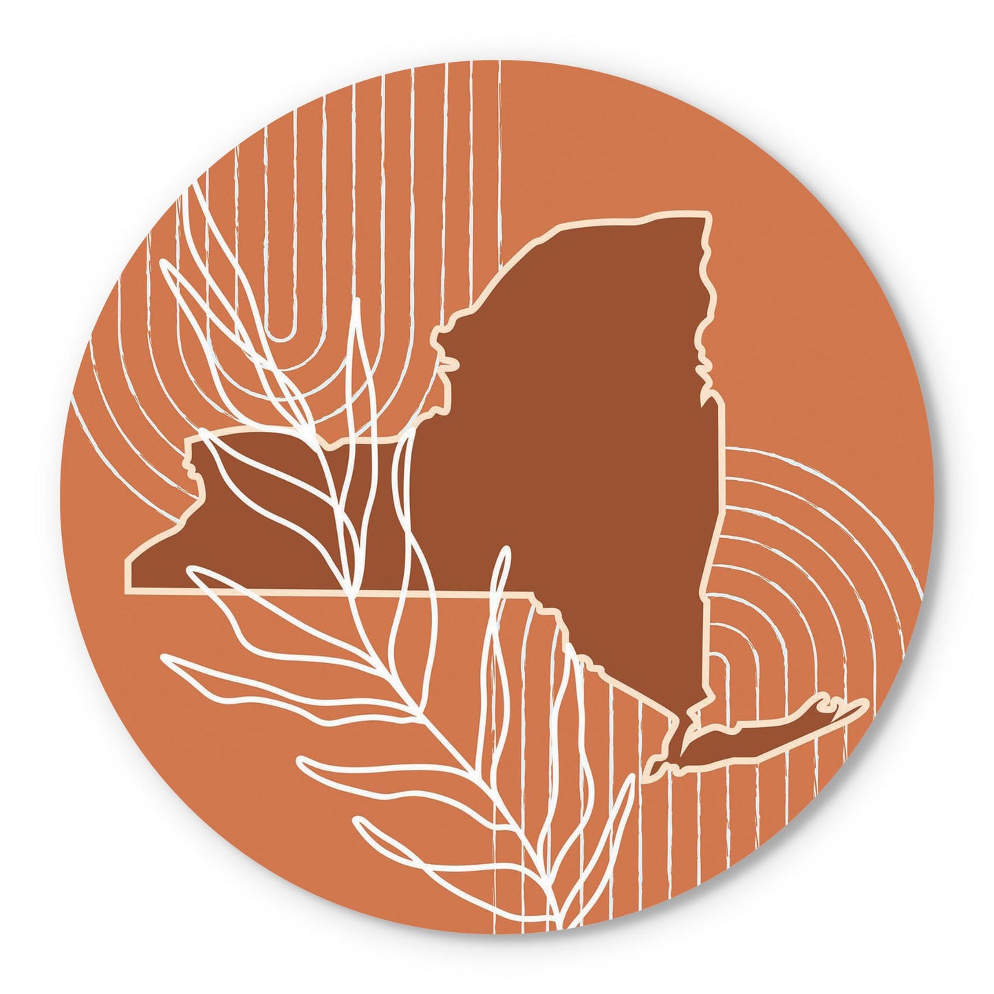 Modern Minimalist New York Shape And Leaf | Wood Sign | Eaches | Min 1