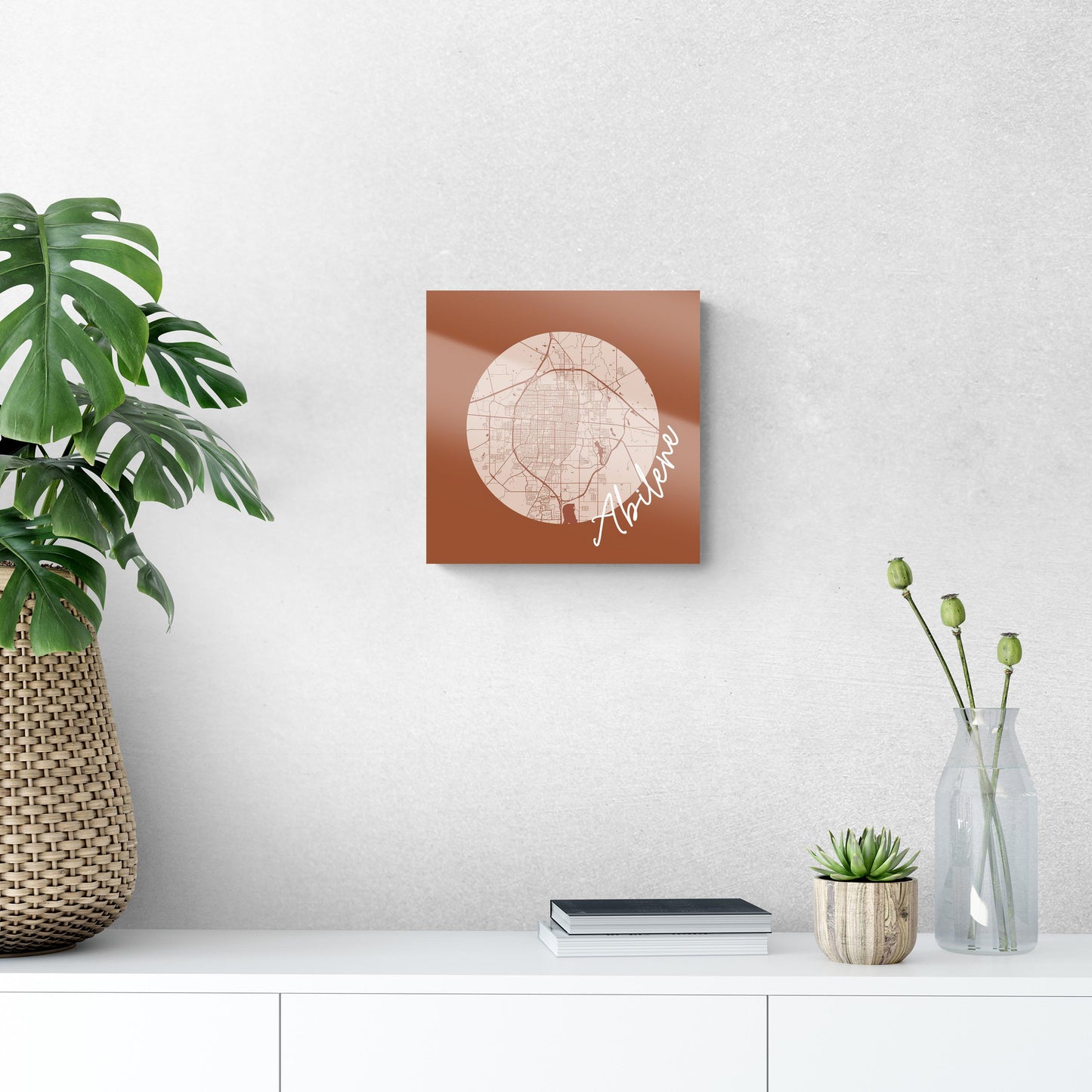 Modern Minimalist Texas Abilene Circle Map | Hi-Def Glass Art | Eaches | Min 1