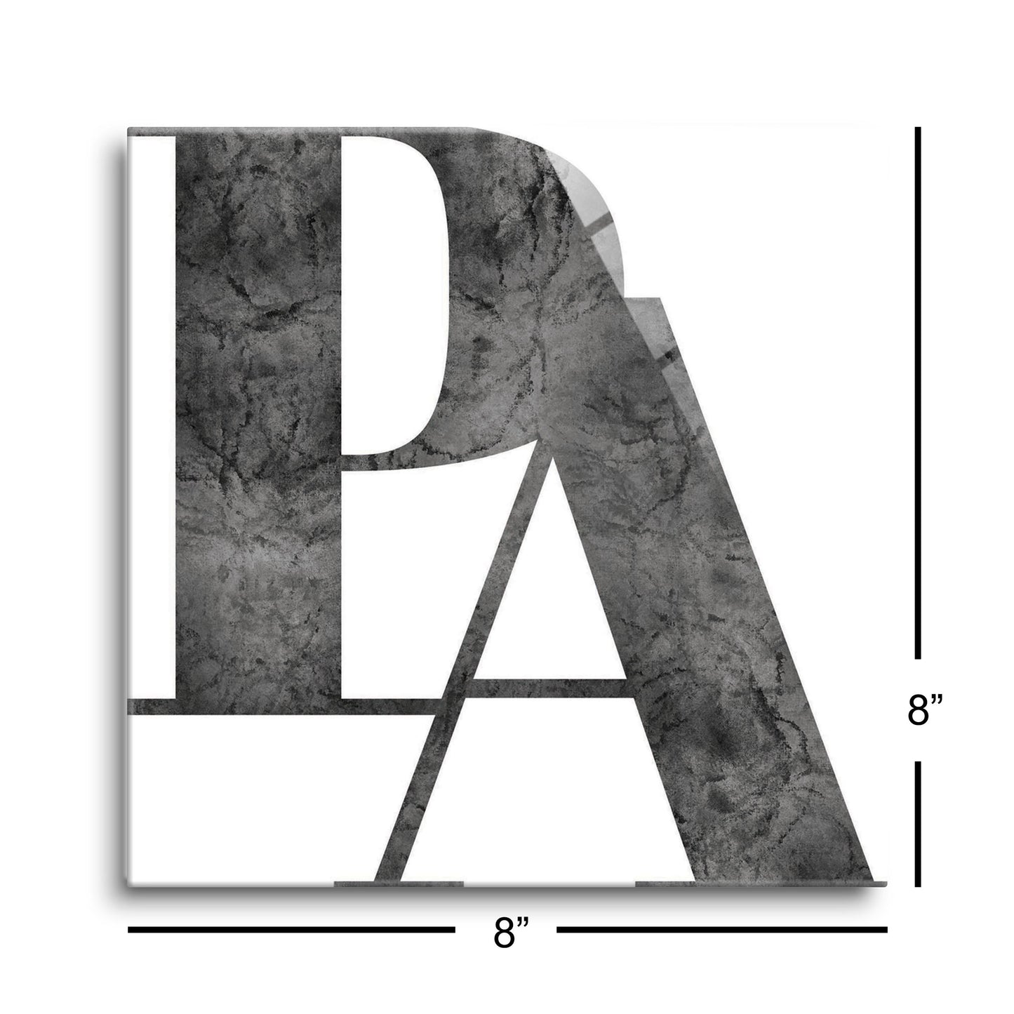 Minimalistic B&W Pennsylvania White Initials | Hi-Def Glass Art | Eaches | Min 2