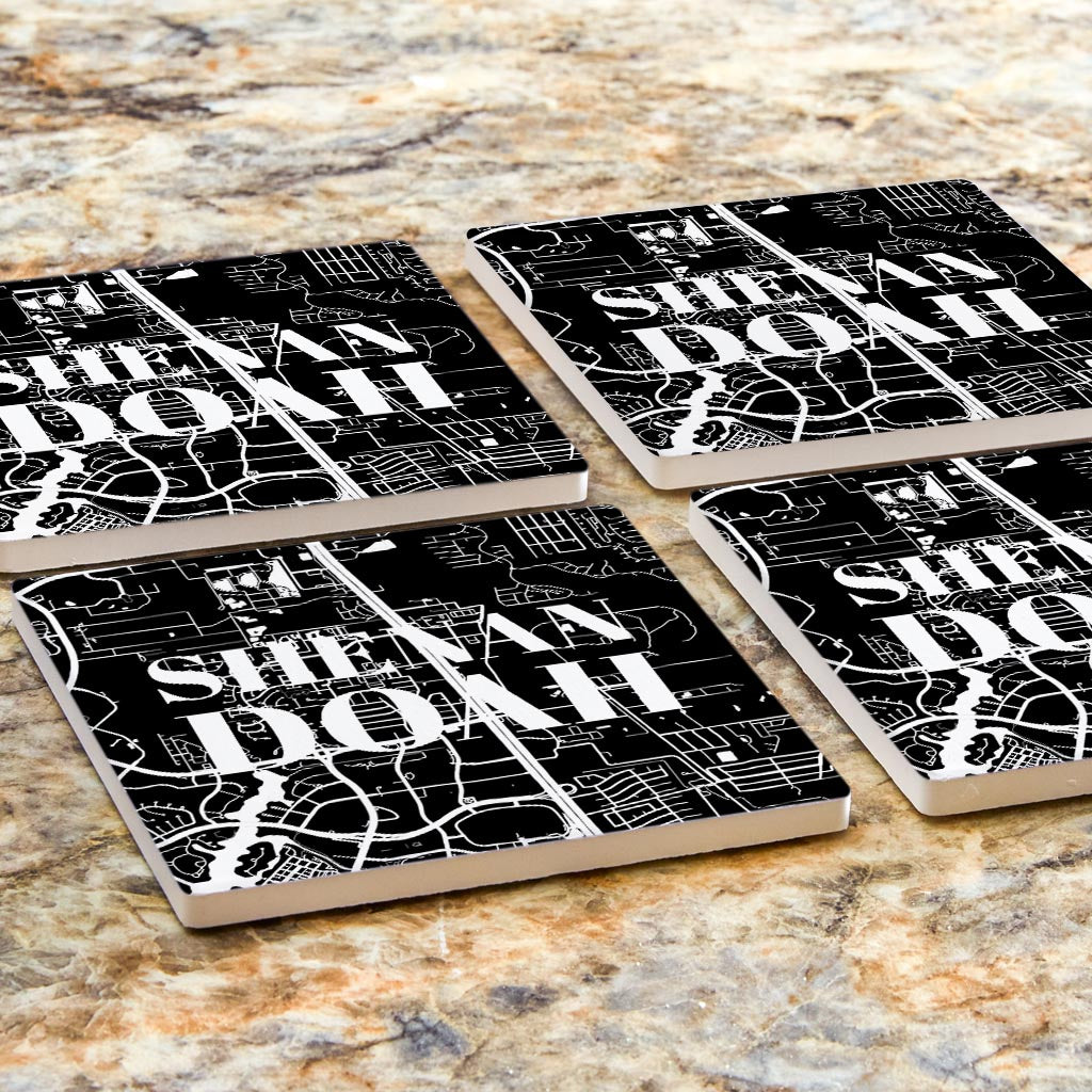 Minimalistic B&W Texas Shenandoah Map | Absorbent Coasters | Set of 4 | Min 2