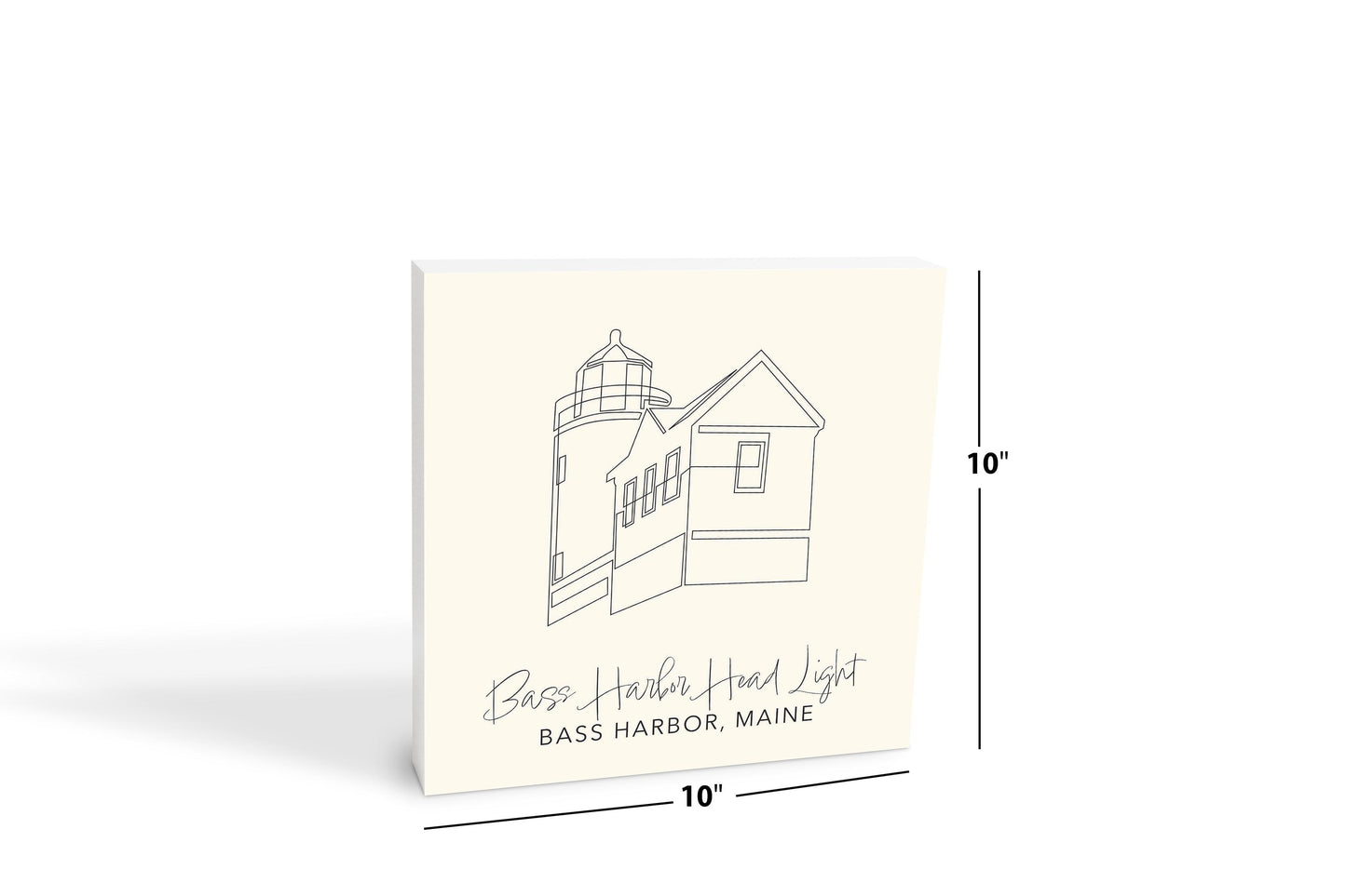 Cream Bass Harbor Head Light | Wood Block | Eaches | Min 2