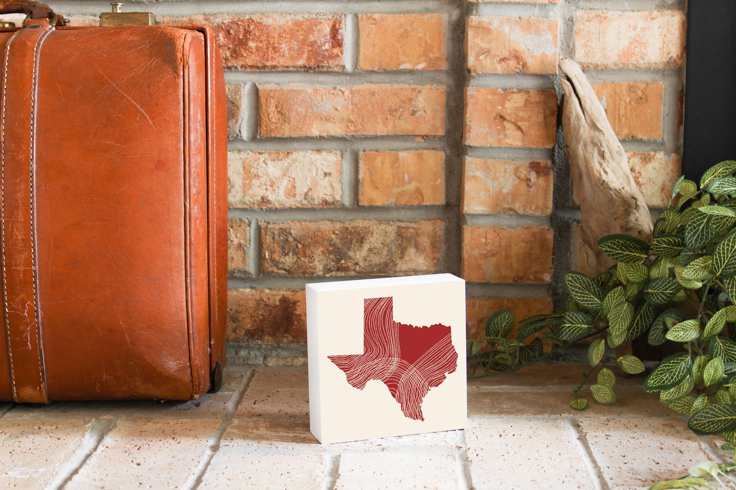 Modern Minimalist Texas Fluid Line State Shape | Wood Block | Eaches | Min 4