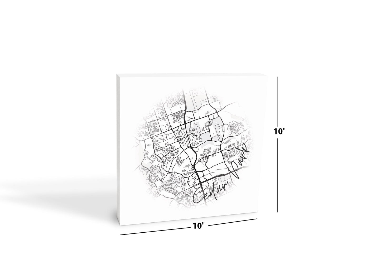 Minimalistic B&W Texas Cedar Park Circle Map | Wood Block | Eaches | Min 2