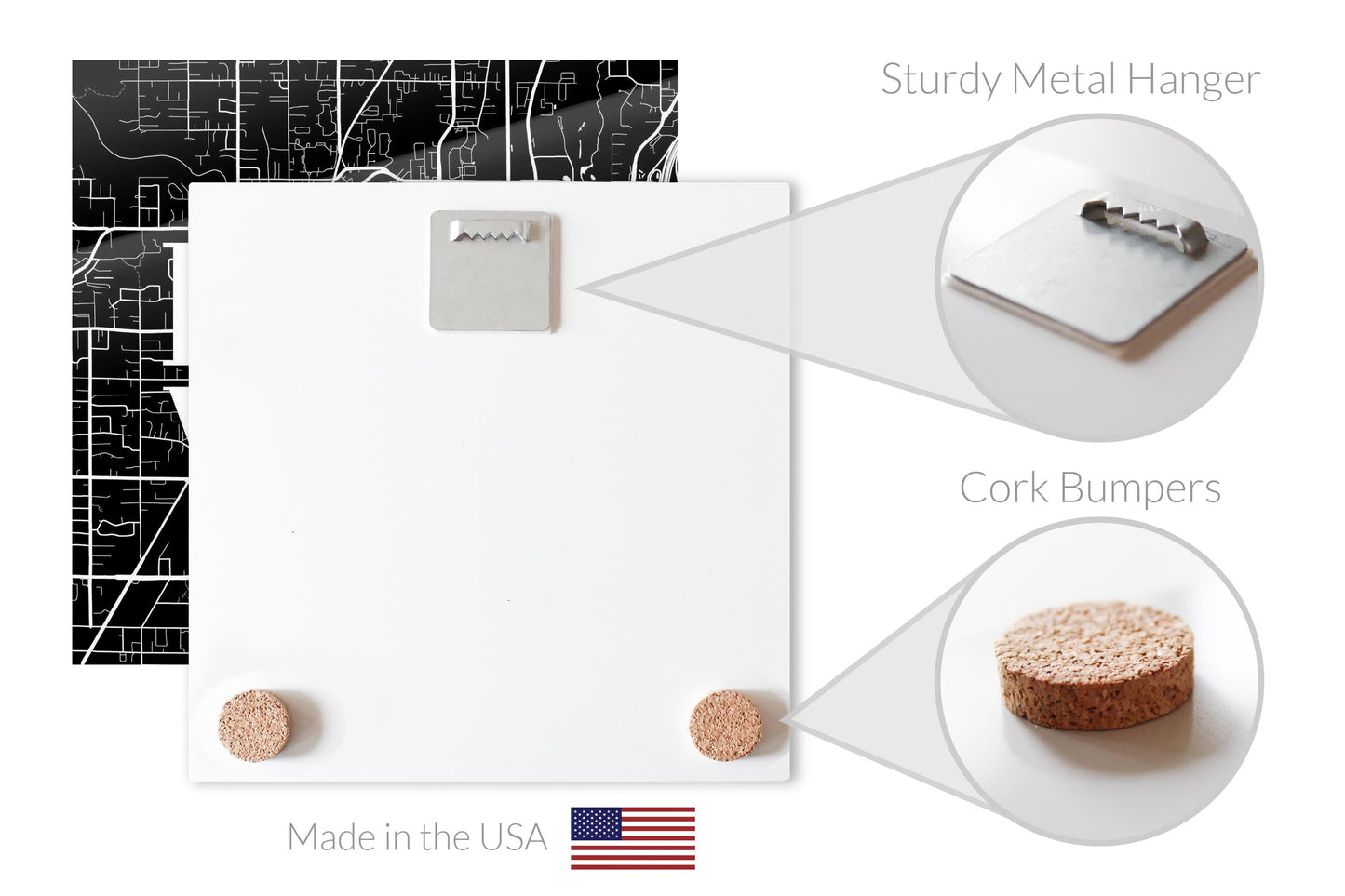 Minimalistic B&W Washington Lynnwood Map | Hi-Def Glass Art | Eaches | Min 1