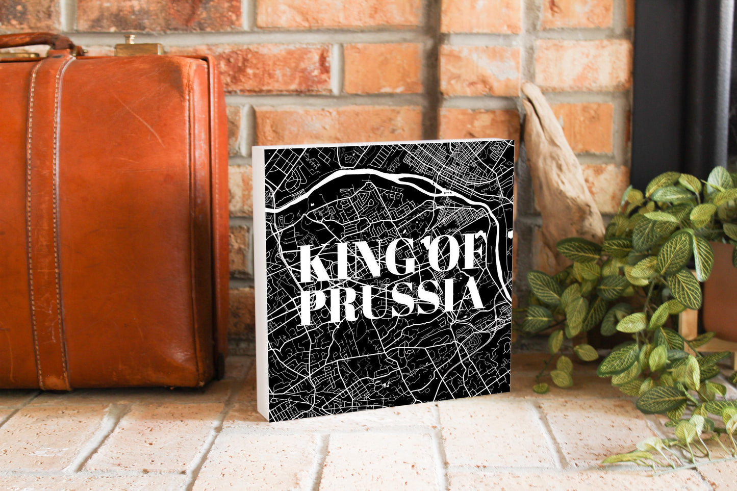 Minimalistic B&W Pennsylvania King Of Prussia Map | Wood Block | Eaches | Min 2