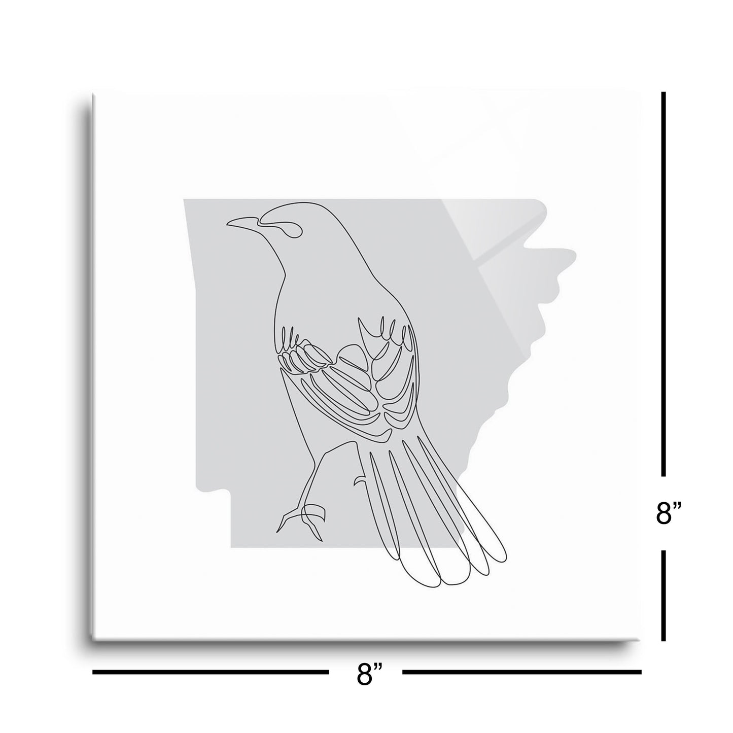 B&W Minimalist Arkansas Single Line Bird | Hi-Def Glass Art | Eaches | Min 2