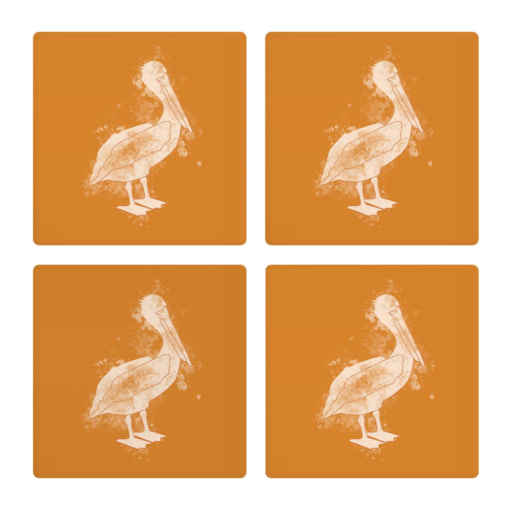 Modern Minimalist Louisiana Pelican Water Color | Absorbent Coasters | Set of 4 | Min 2