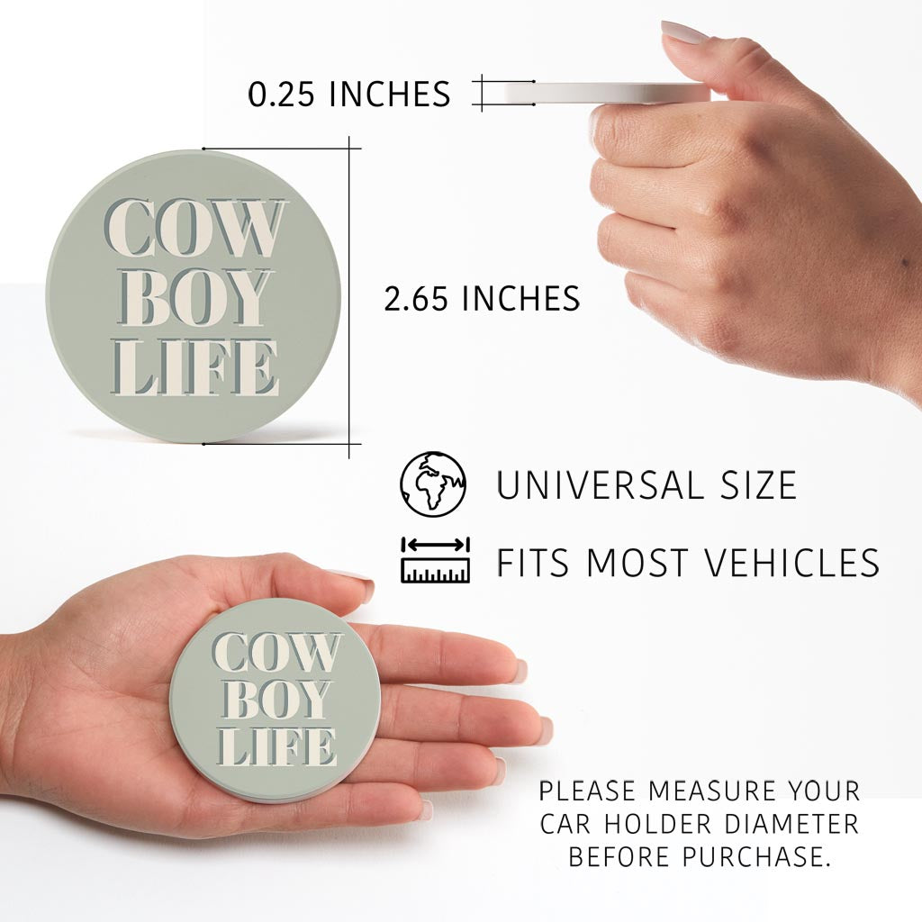 Modern Minimalist Oklahoma Cowboy Life| Absorbent Car Coasters | Set of 2 | Min 4