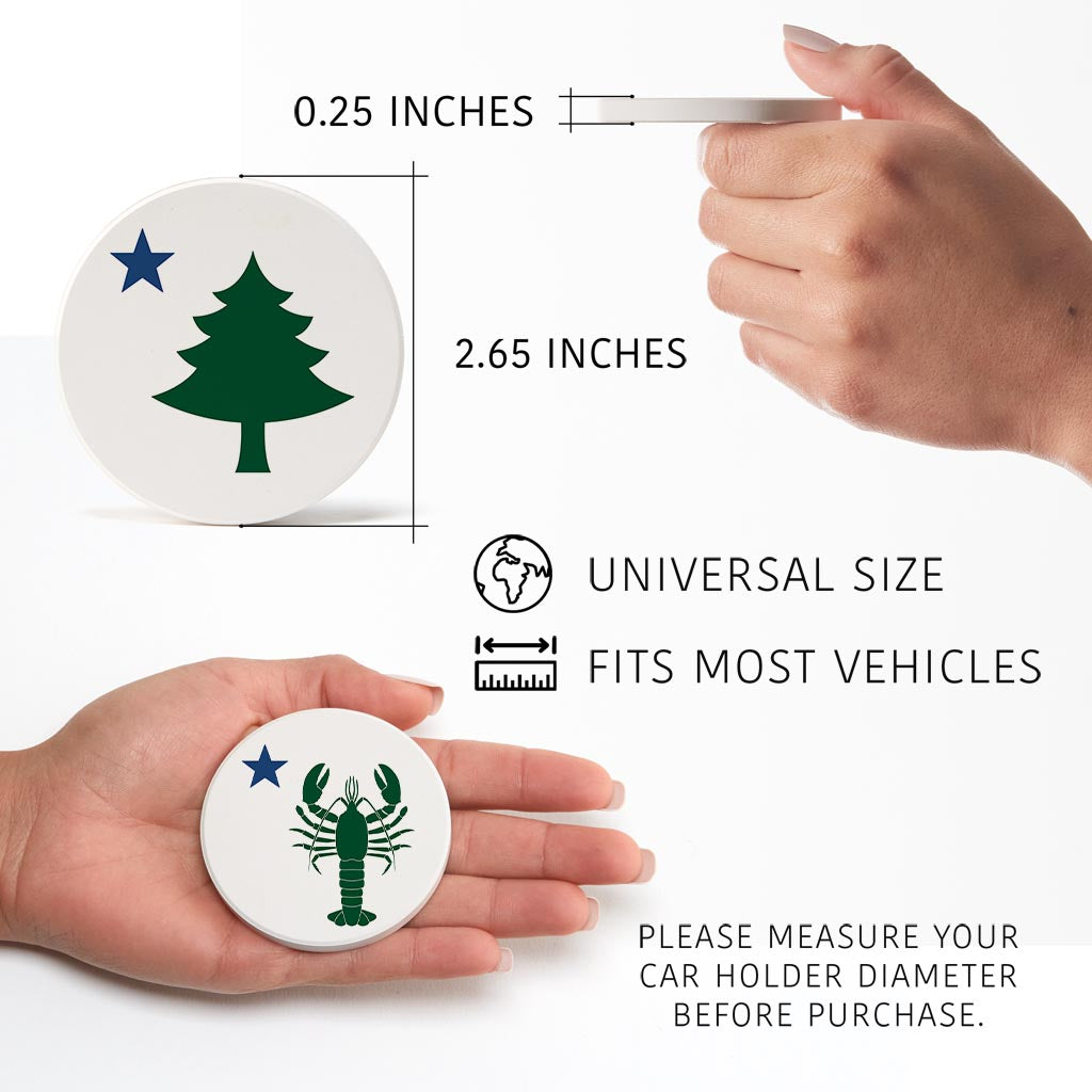 New England Star With Tree Lobster| Absorbent Car Coasters | Set of 2 | Min 4