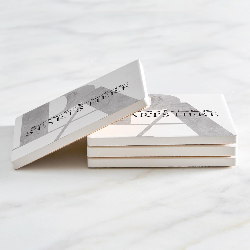 Minimalistic B&W Pennsylvania America Quip | Absorbent Coasters | Set of 4 | Min 2