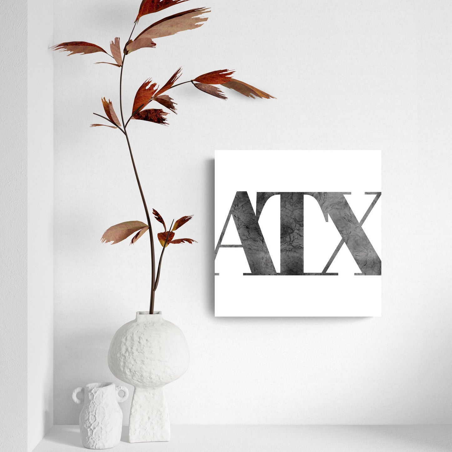 Minimalistic B&W Texas Austin White Initials | Hi-Def Glass Art | Eaches | Min 2