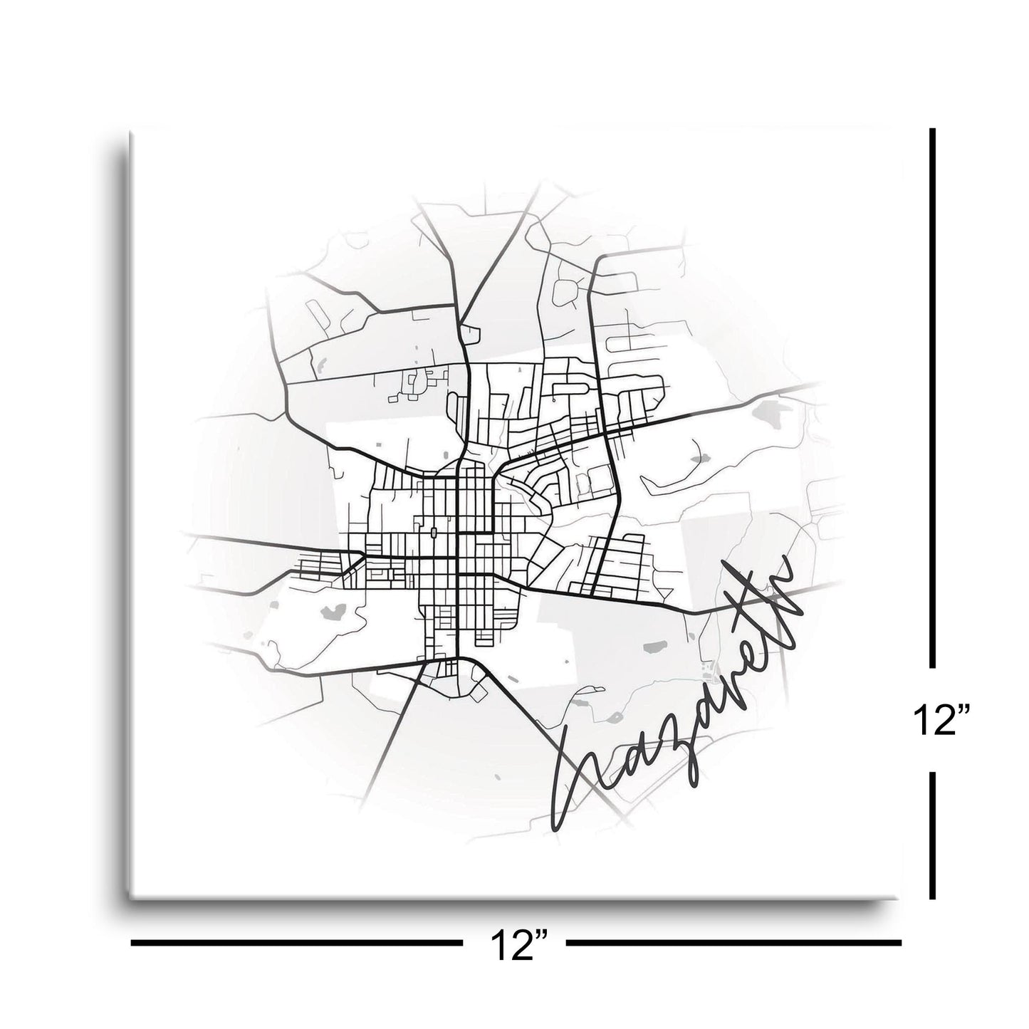 Minimalistic B&W Pennsylvania Nazareth Circle Map | Hi-Def Glass Art | Eaches | Min 1