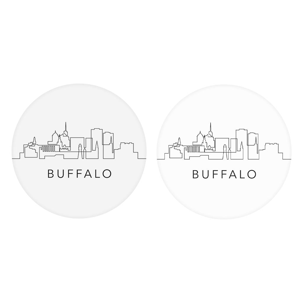 Minimalistic B&W New York Buffalo Skyline | Absorbent Car Coasters | Set of 2 | Min 4