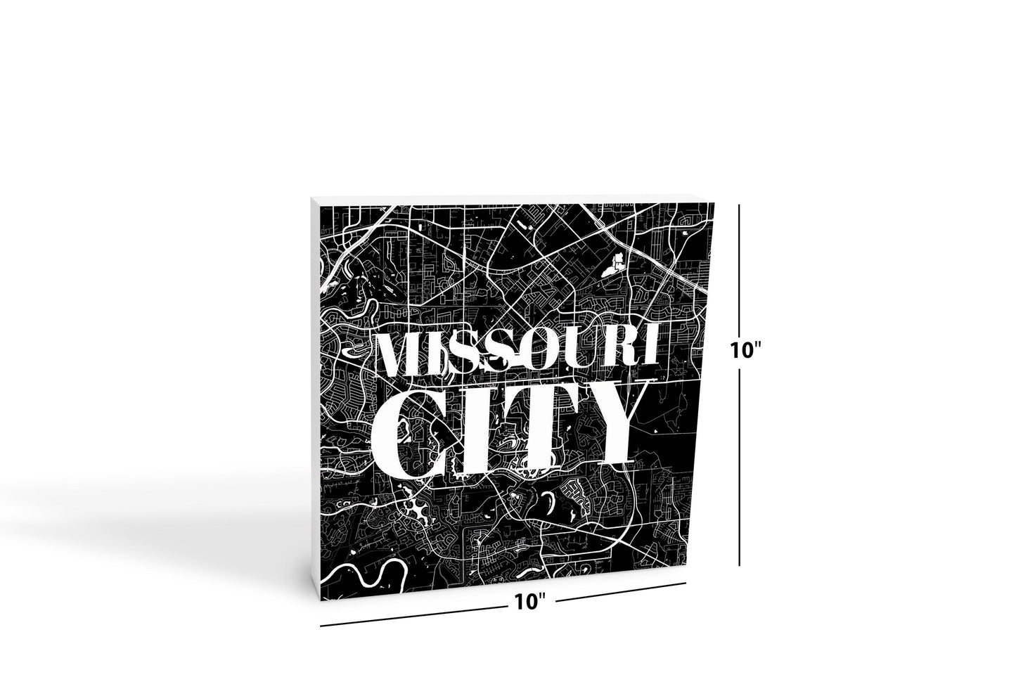 Minimalistic B&W Texas Missouri City Map | Wood Block | Eaches | Min 2
