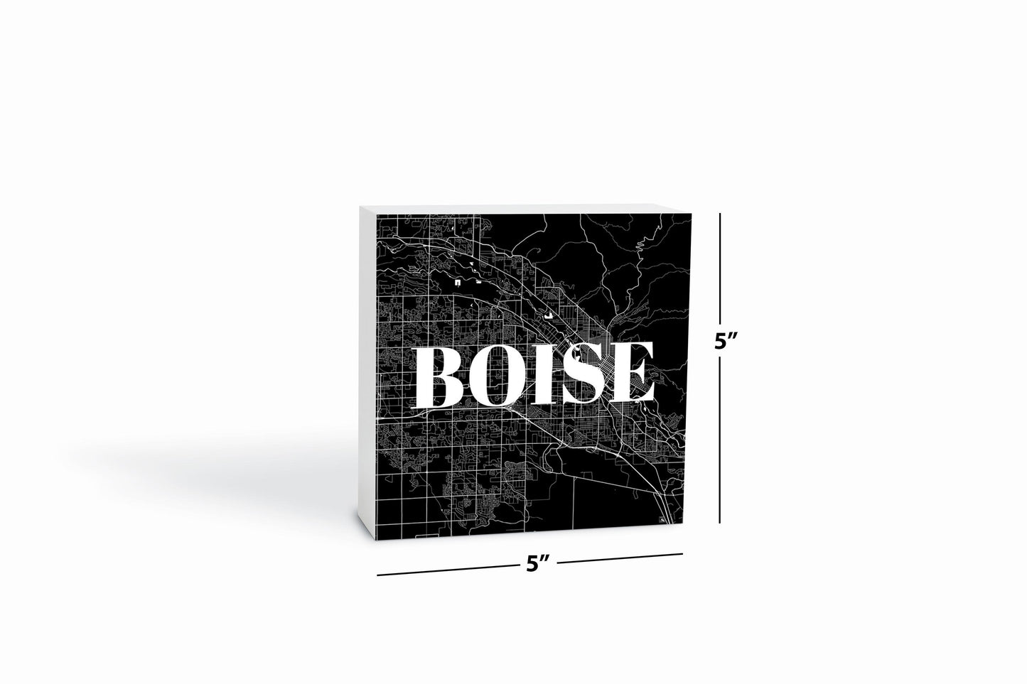 Minimalist B&W Idaho Boise Map | Wood Block | Eaches | Min 4