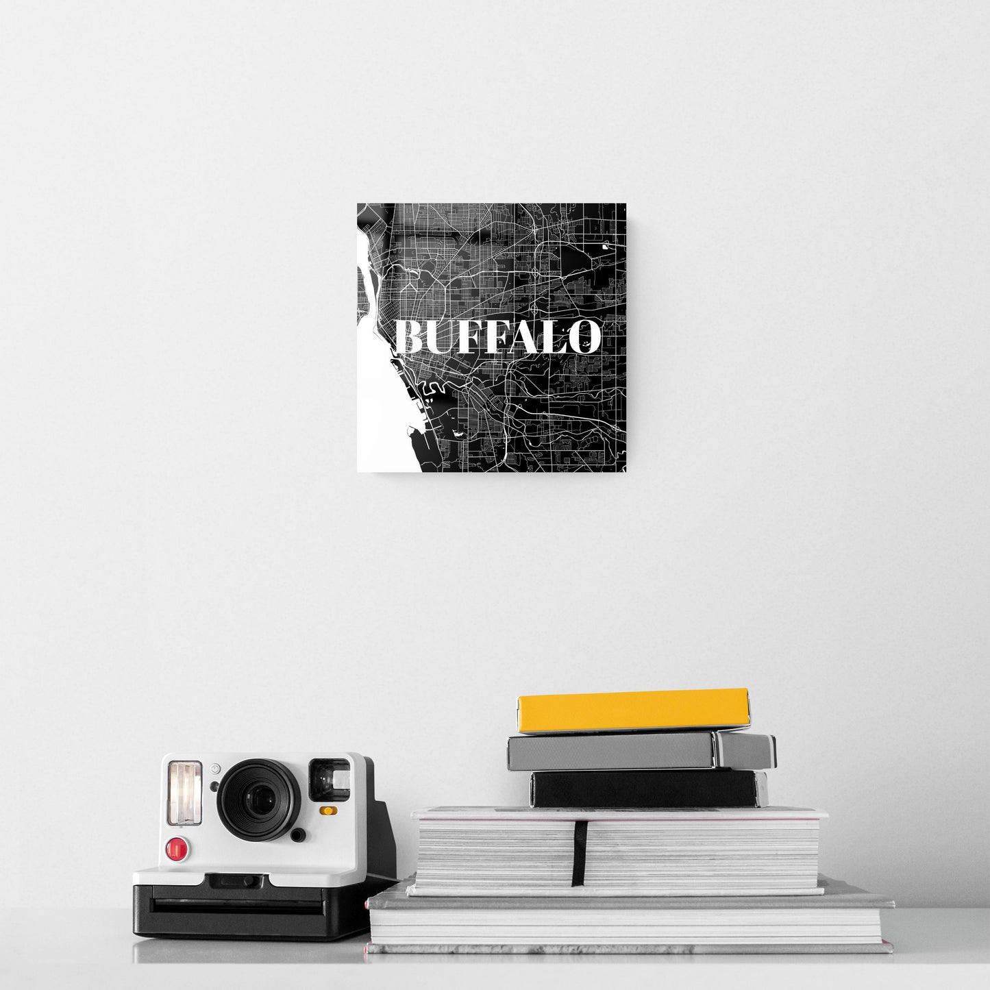 Minimalistic B&W New York Buffalo Map | Hi-Def Glass Art | Eaches | Min 2