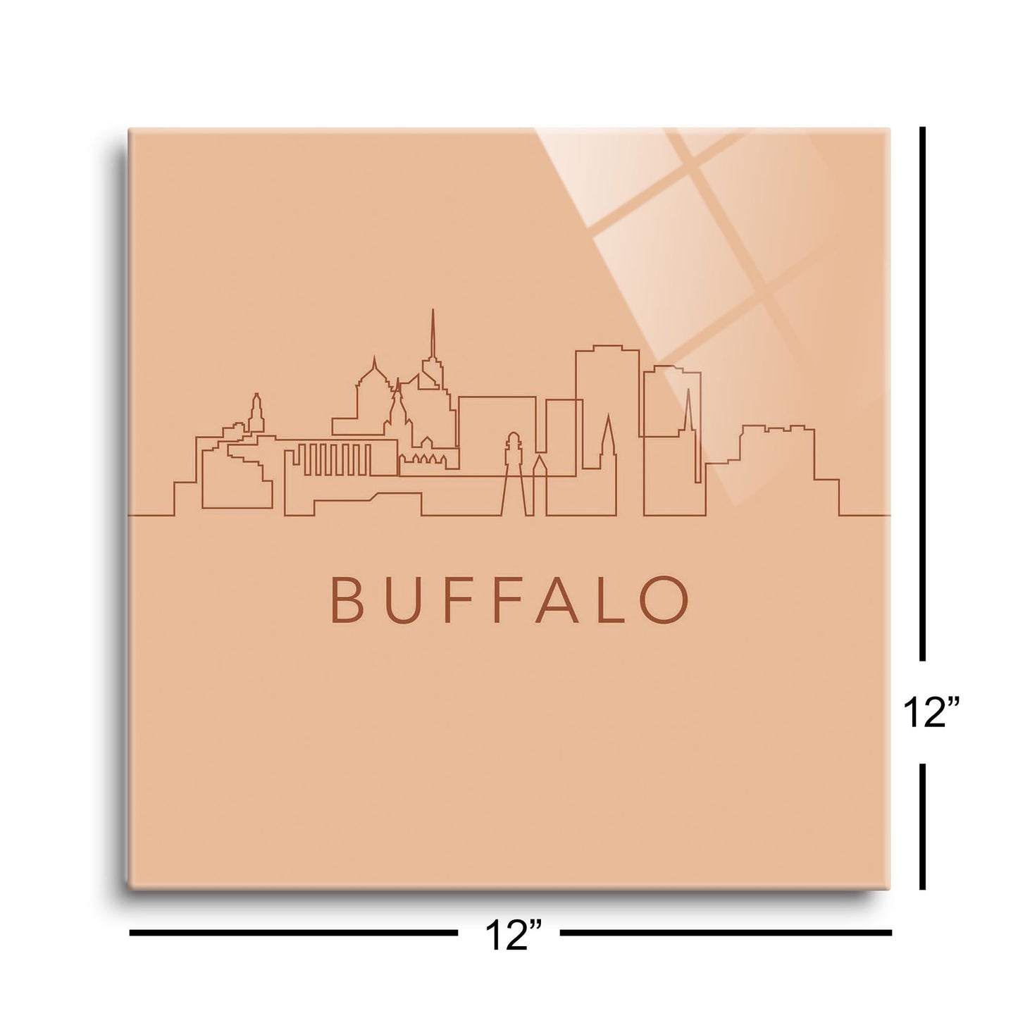 Modern Minimalistic New York Buffalo Skyline | Hi-Def Glass Art | Eaches | Min 1