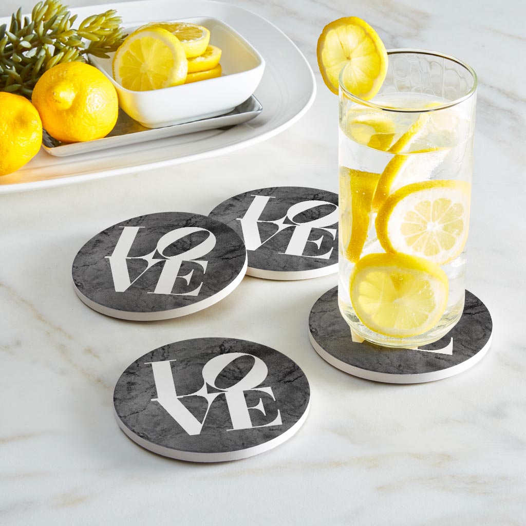Minimalistic B&W Pennsylvania Love Dark | Absorbent Coasters | Set of 4 | Min 2