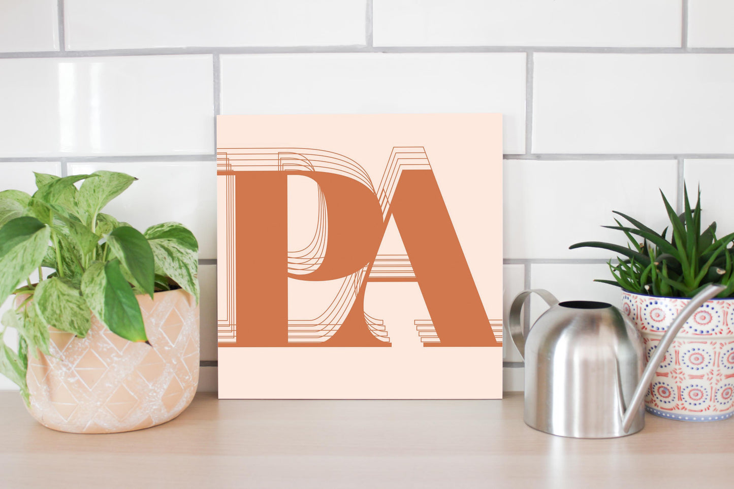 Modern Minimalist Pennsylvania Pa Initials Dark | Wood Sign | Eaches | Min 2