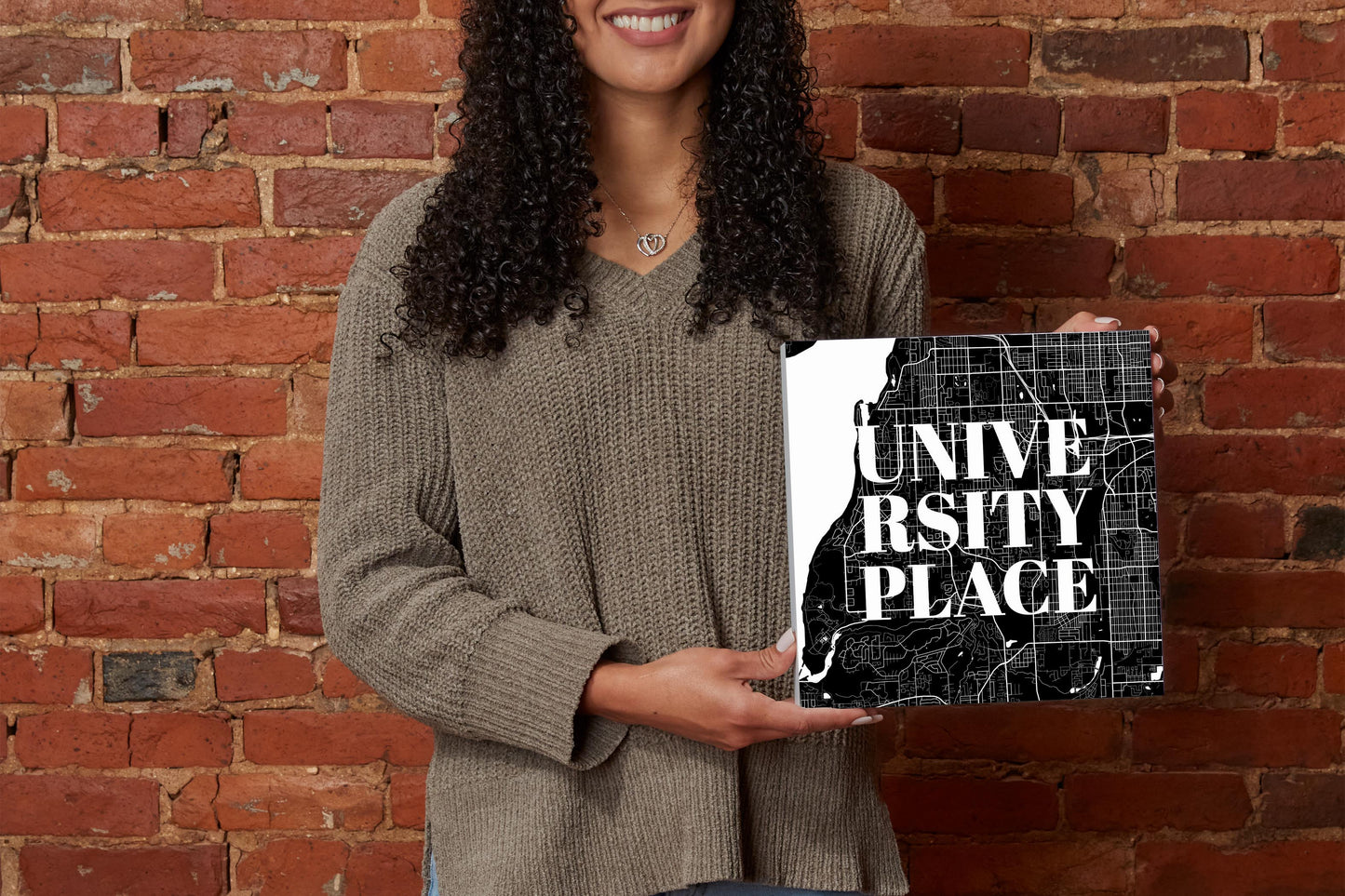Minimalistic B&W Washington University Place Map | Wood Block | Eaches | Min 2