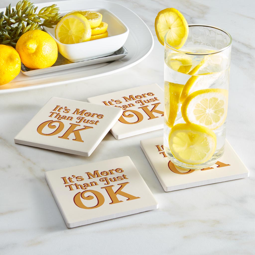 Modern Minimalist Oklahoma More Than Just Ok | Absorbent Coasters | Set of 4 | Min 2