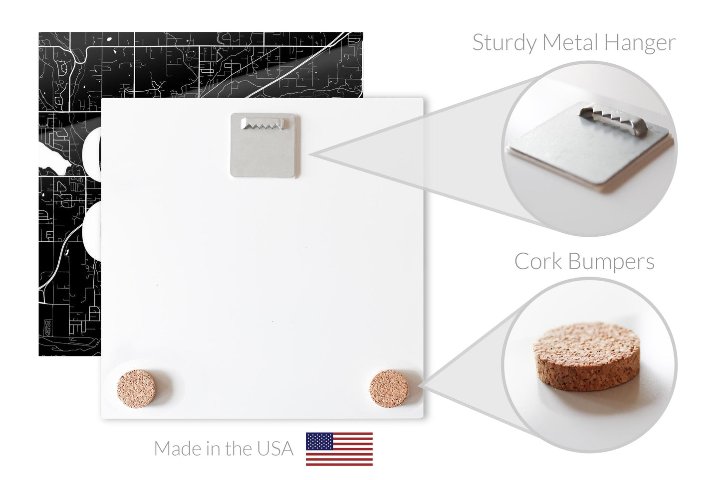 Minimalistic B&W Washington Covington Map | Hi-Def Glass Art | Eaches | Min 1