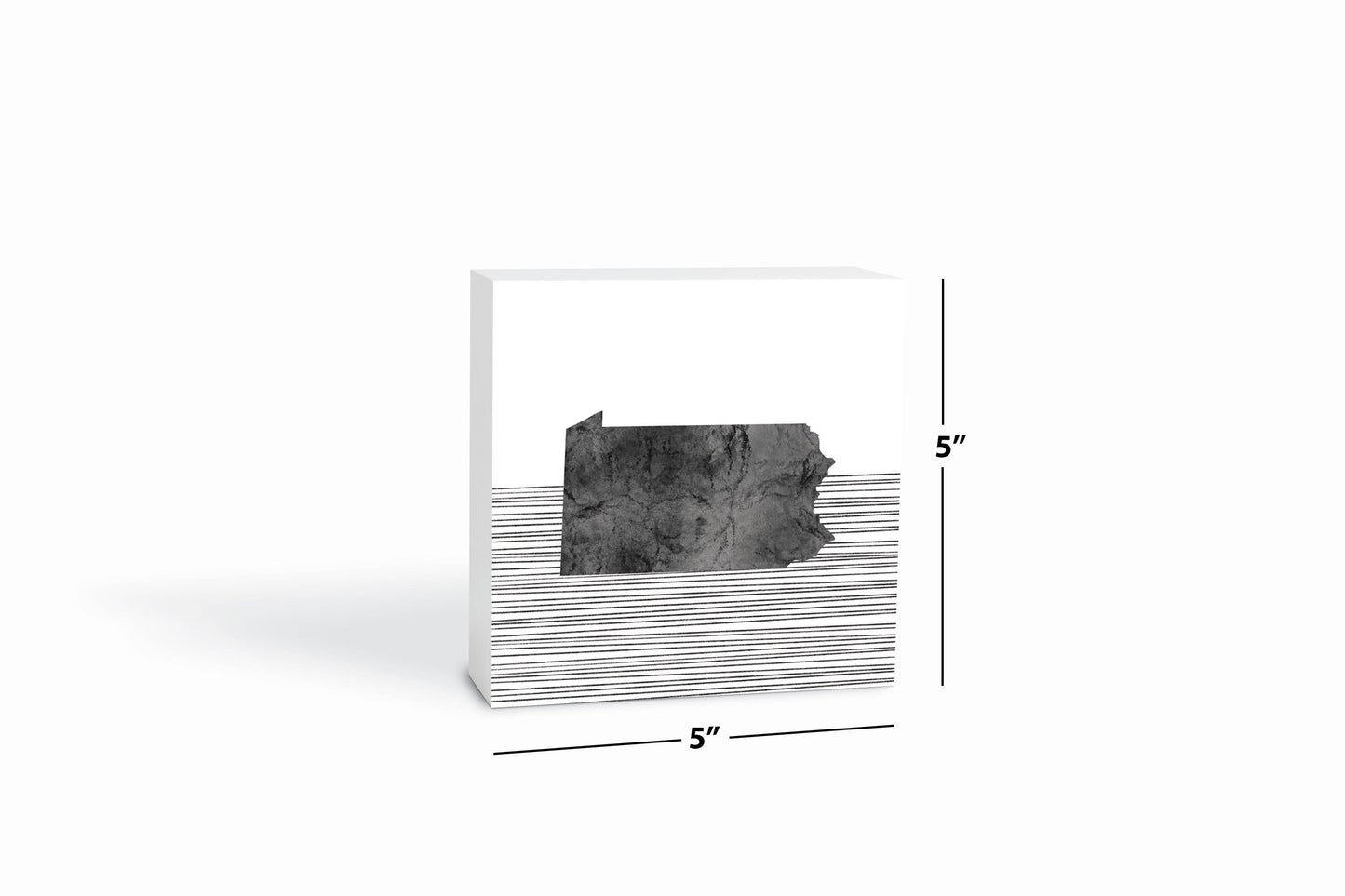 Minimalistic B&W Pennsylvania Shape Straight Lines | Wood Block | Eaches | Min 4