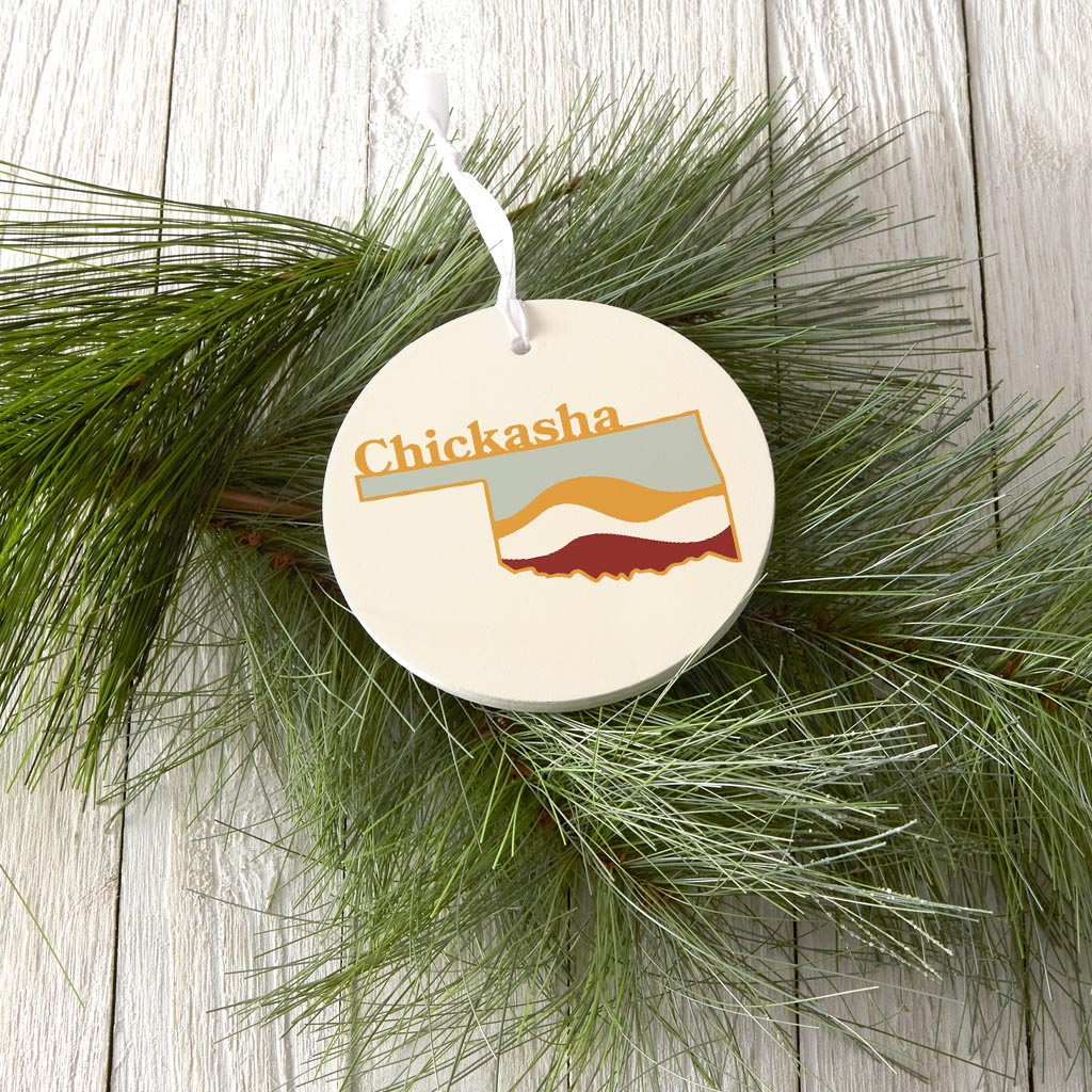 Modern Minimalist Oklahoma State Chickasha| Wood Ornament | Eaches | Min 6