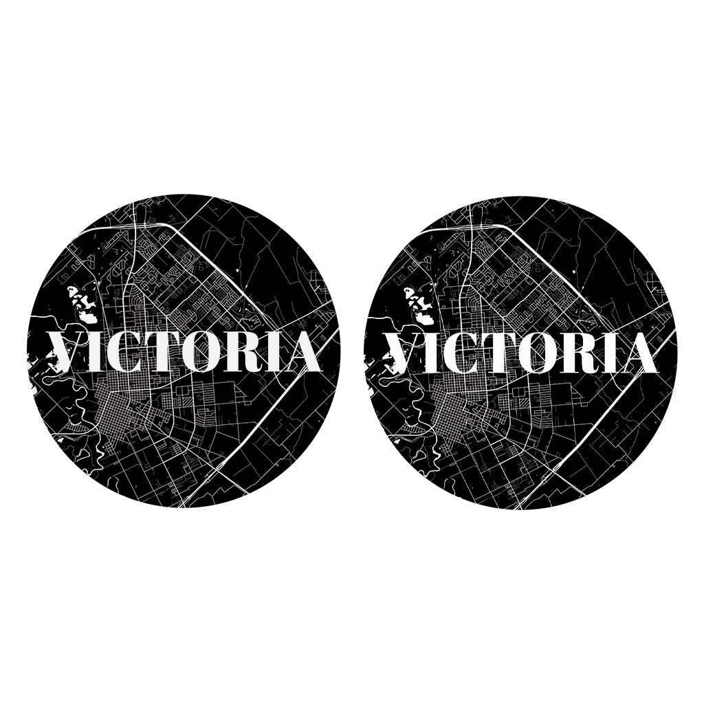 Minimalistic B&W Texas Victoria Map | Absorbent Car Coasters | Set of 2 | Min 4