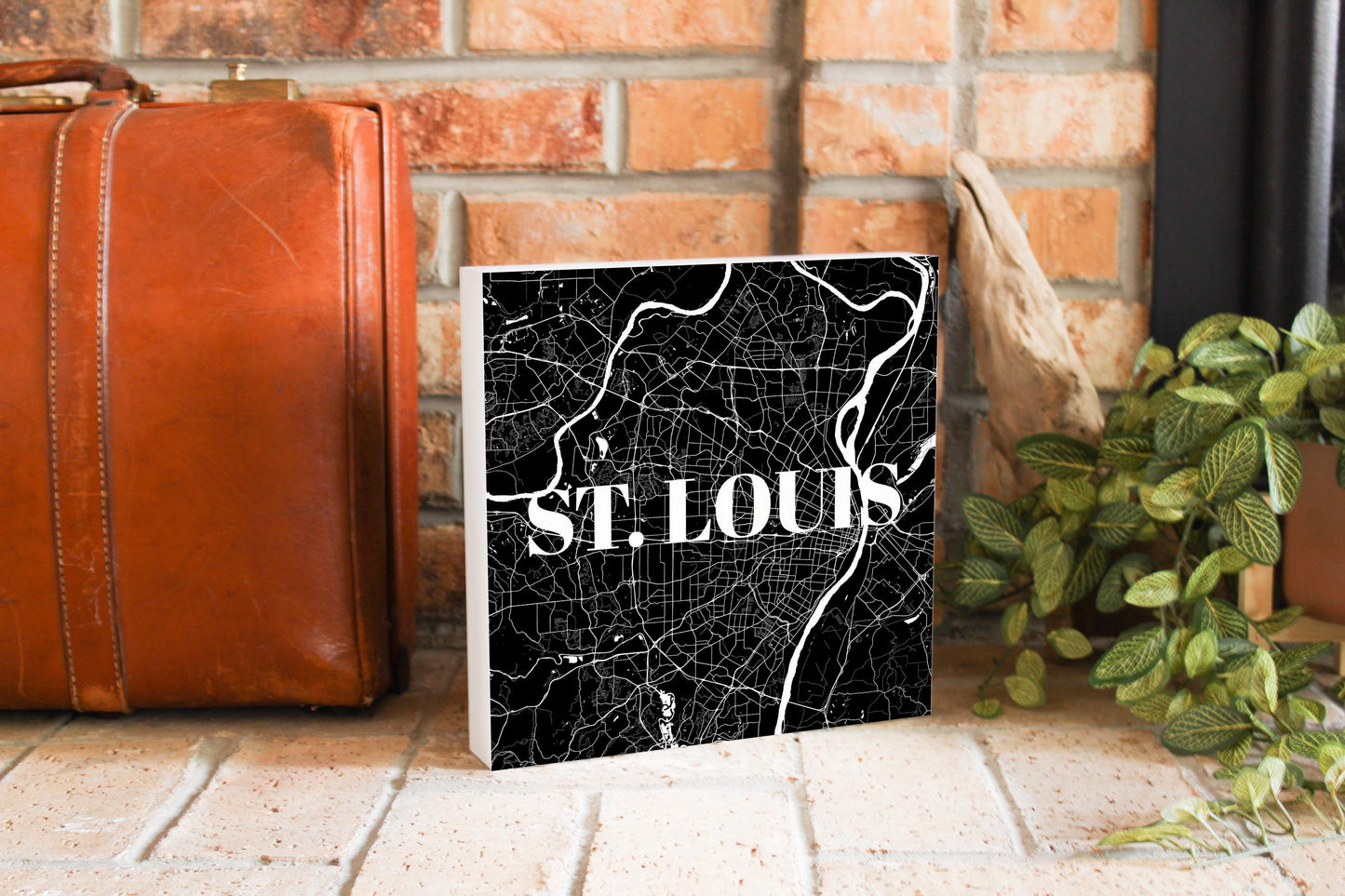 Minimalist B&W Missouri St Louis Map | Wood Block | Eaches | Min 2