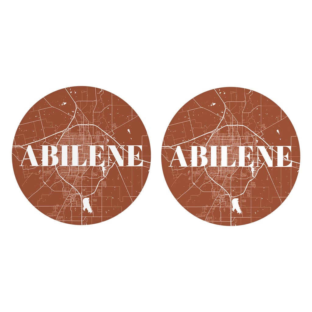 Modern Minimalist Texas Abilene Map | Absorbent Car Coasters | Set of 2 | Min 4