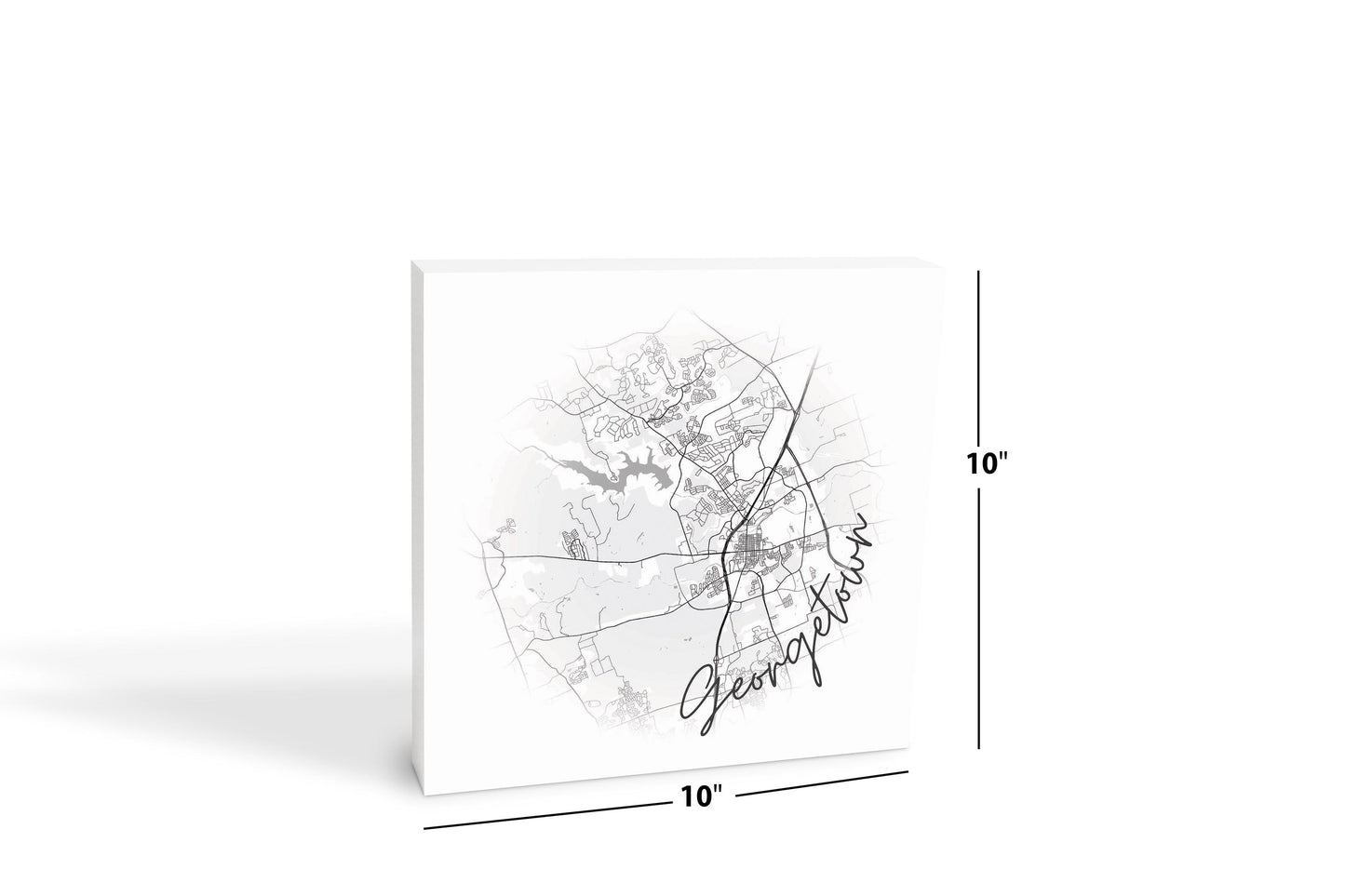 Minimalistic B&W Texas Georgetown Circle Map | Wood Block | Eaches | Min 2