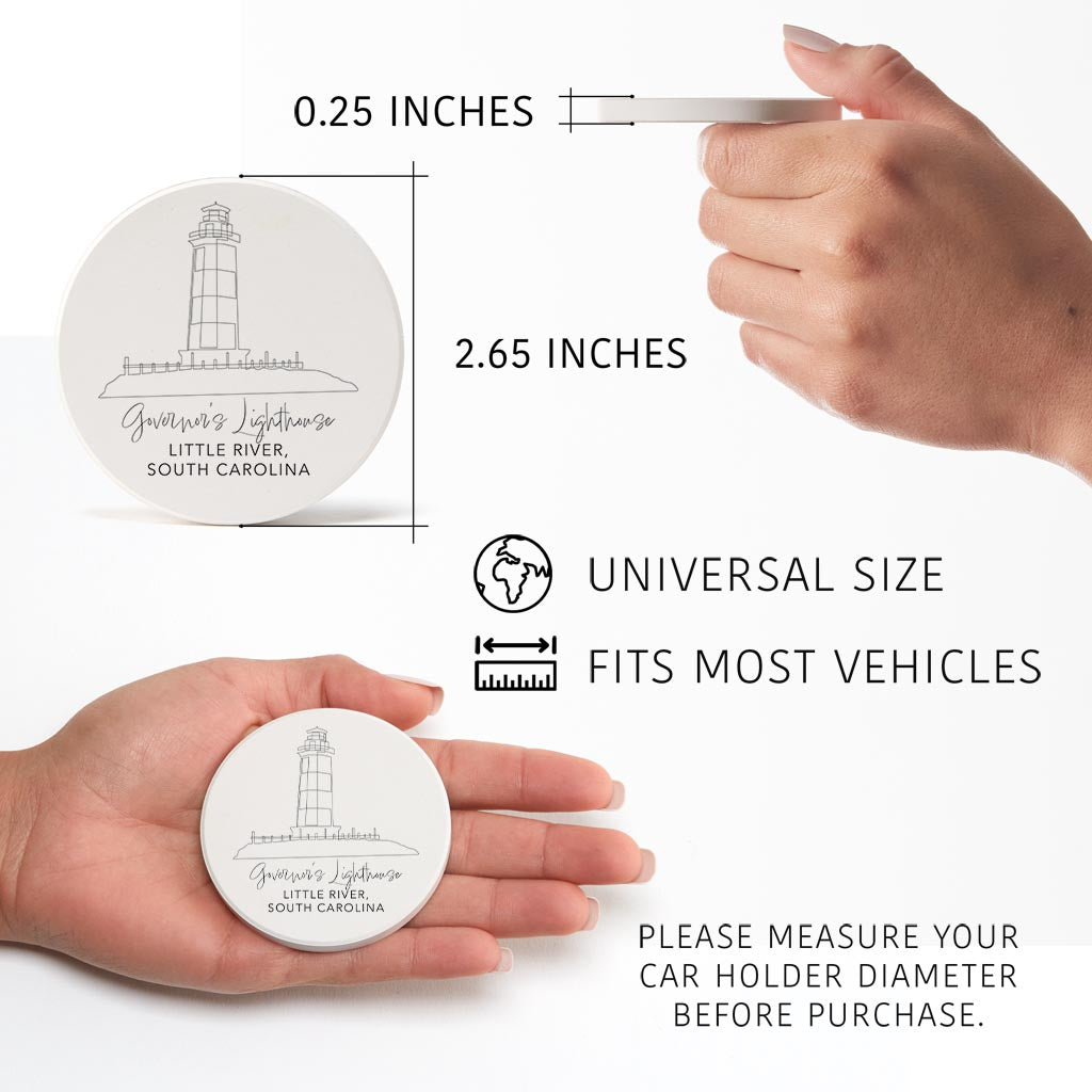 Governors Lighthouse | Absorbent Car Coasters | Set of 2 | Min 4