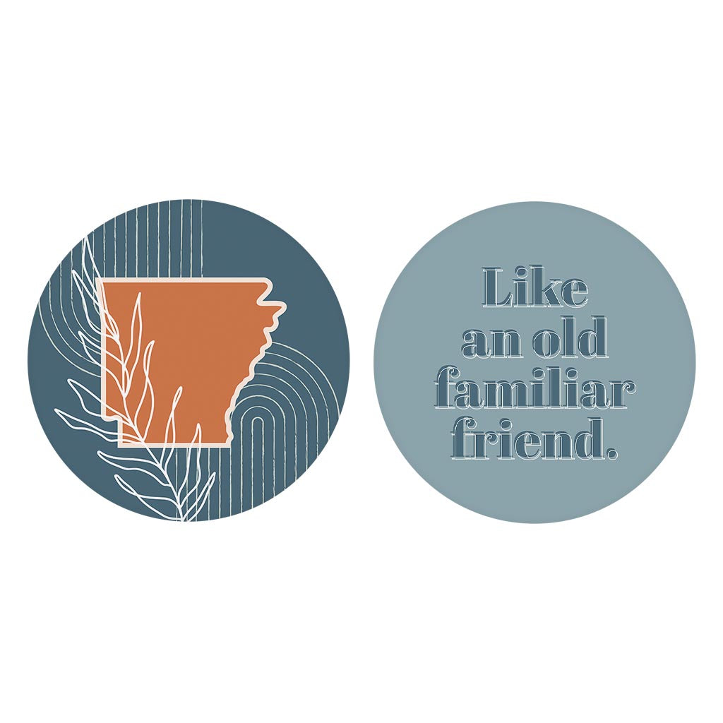 Modern Minimalist Arkansas State Shape Friend| Absorbent Car Coasters | Set of 2 | Min 4