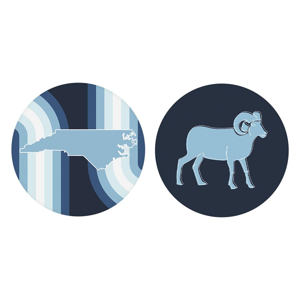 Blue Shades North Carolina State And Ram Lines | Absorbent Car Coasters | Set of 2 | Min 4