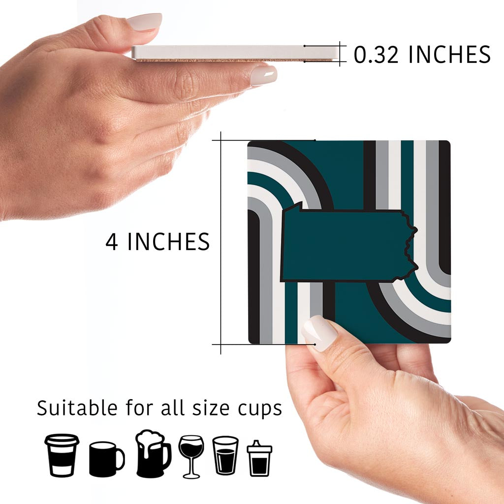 Modern Minimalist Pennsylvania Retro Shape | Absorbent Coasters | Set of 4 | Min 2