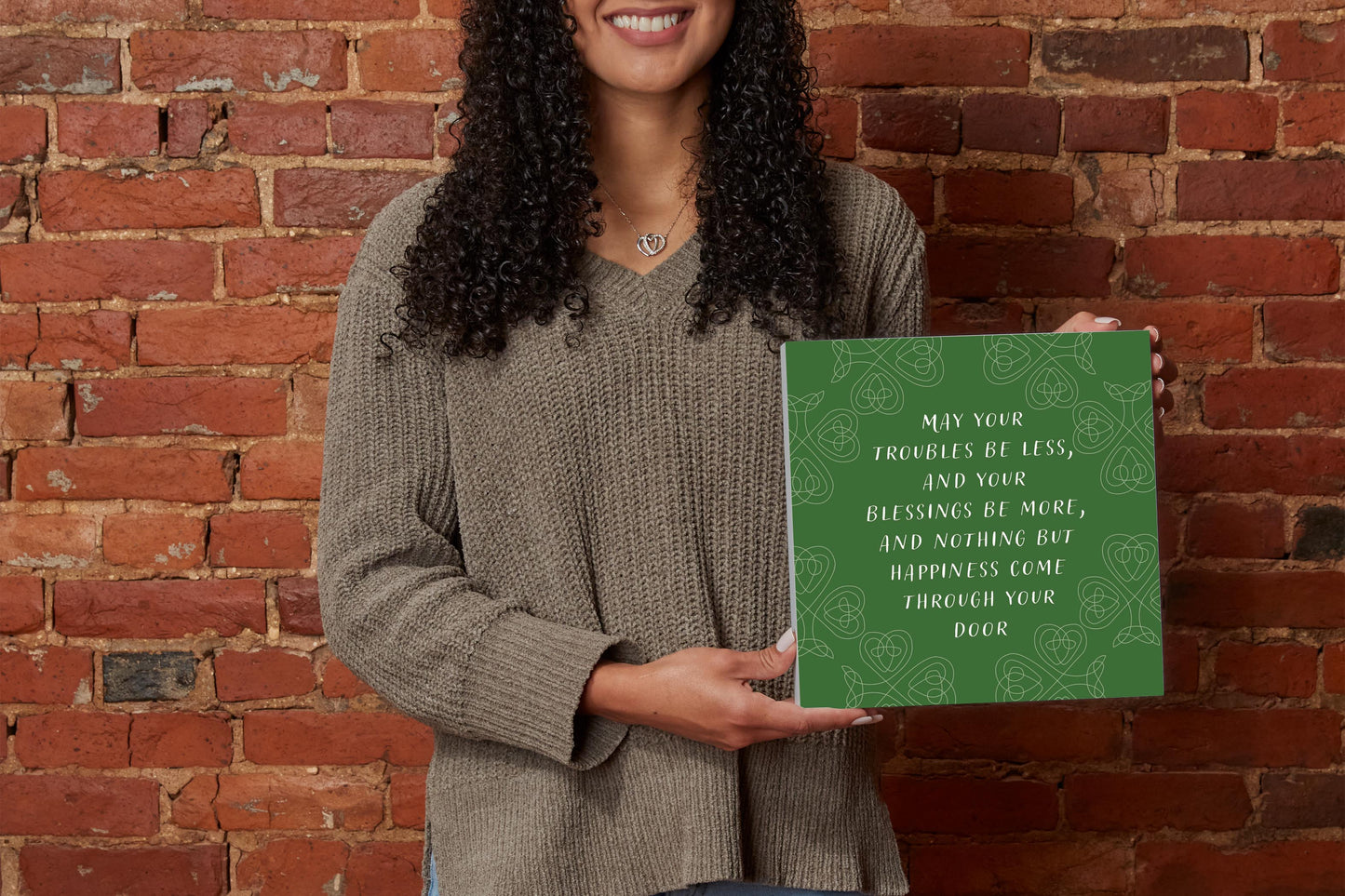 Dark Green Shamrock Irish Blessings Poem | Wood Block | Eaches | Min 2