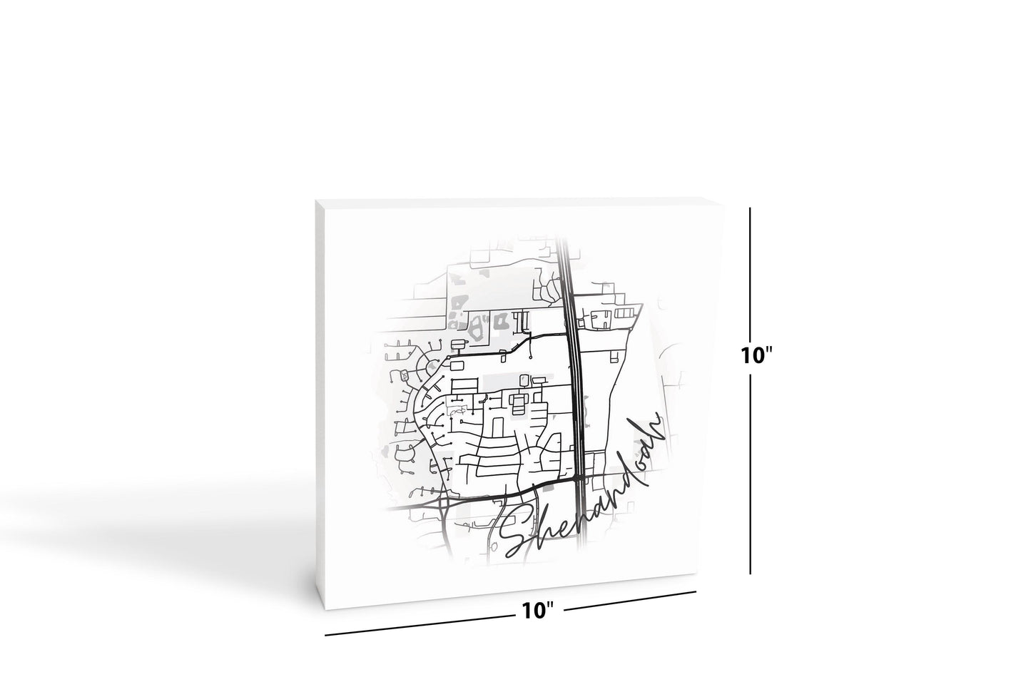 Minimalistic B&W Texas Shenandoah Circle Map | Wood Block | Eaches | Min 2