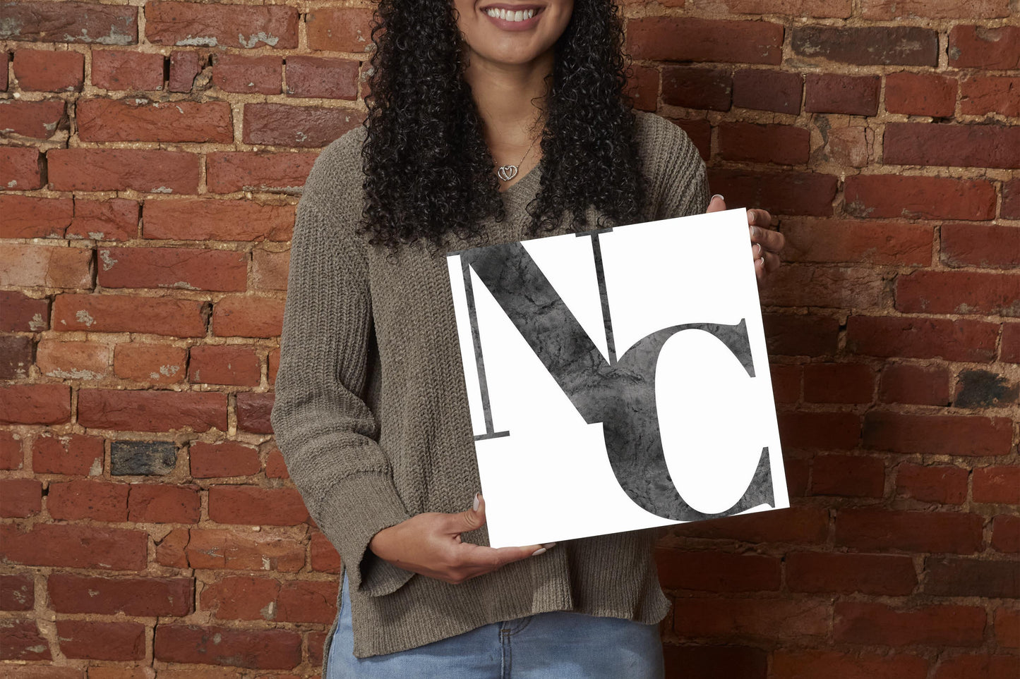 Minimalistic B&W North Carolina White Initials | Wood Sign | Eaches | Min 2
