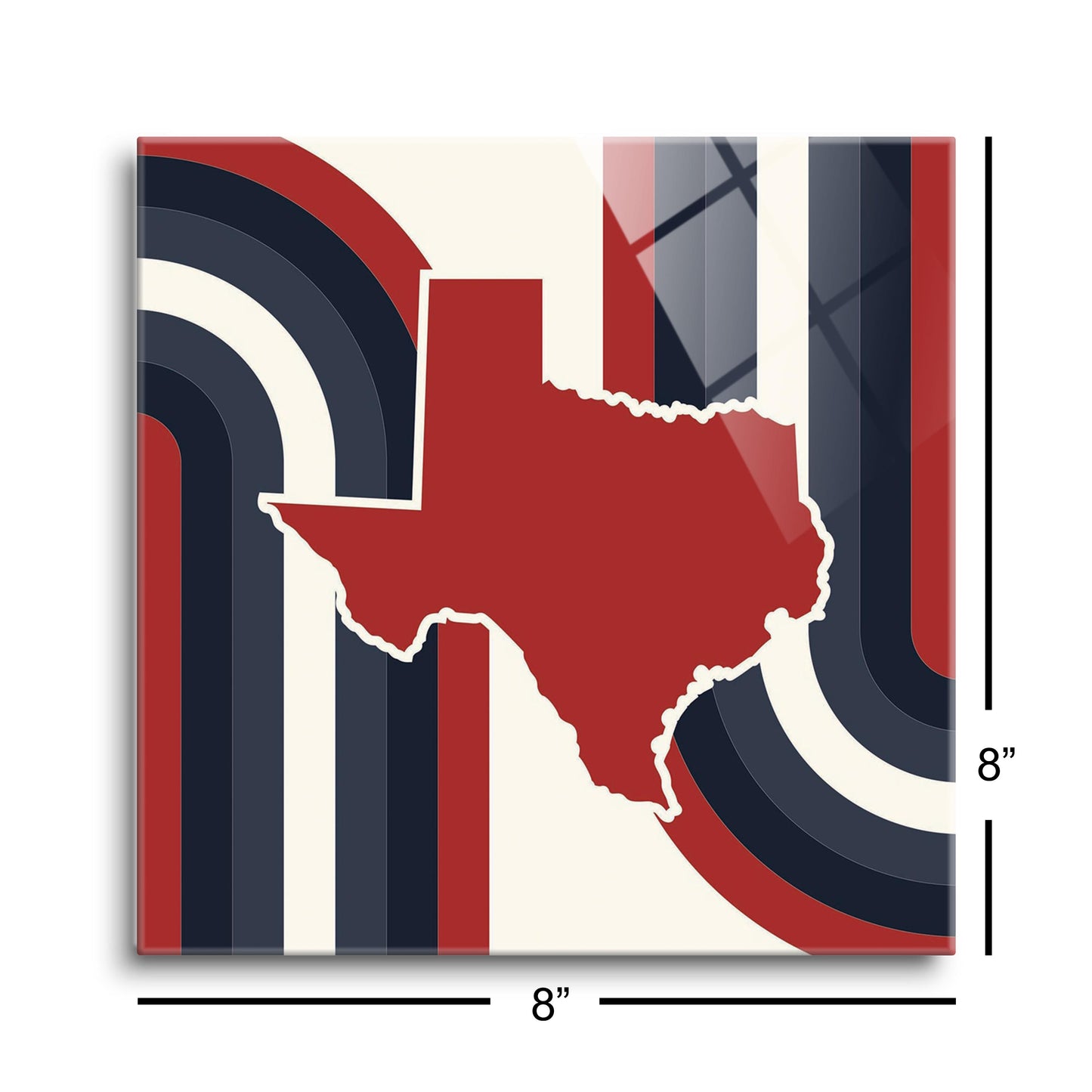 Modern Minimalist Texas Colors Retro Shape | Hi-Def Glass Art | Eaches | Min 2