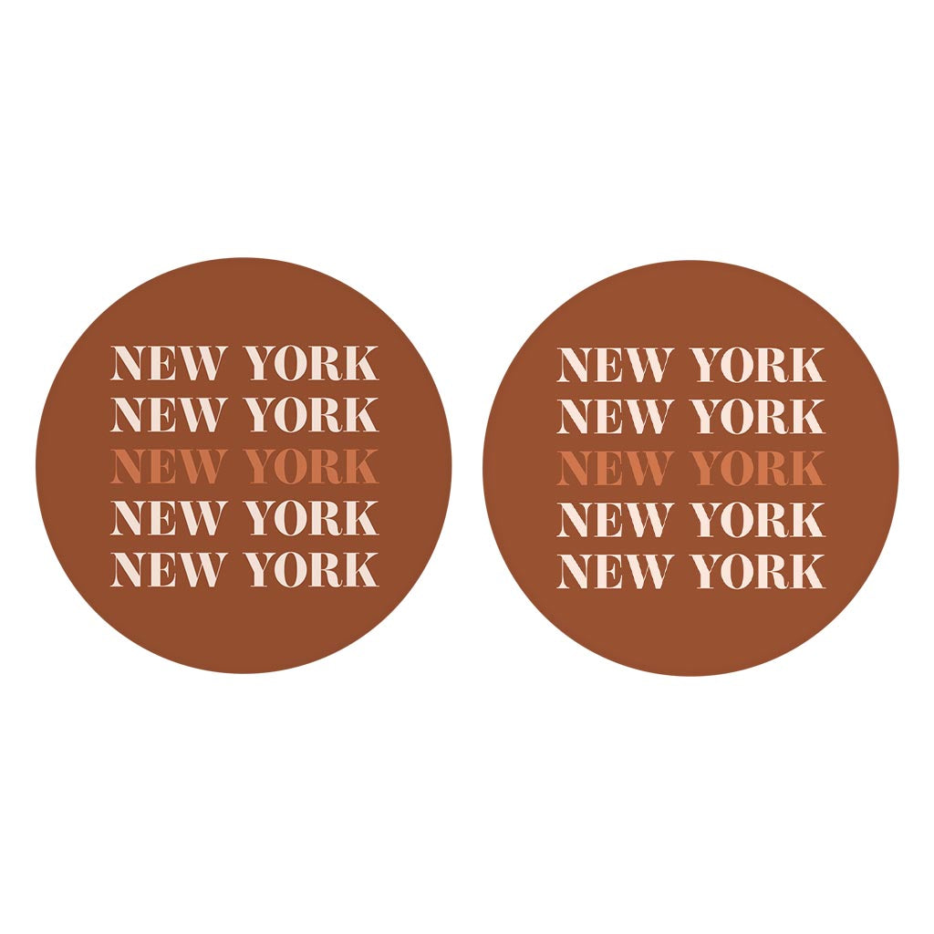 Modern Minimalist New York Repeated Dark| Absorbent Car Coasters | Set of 2 | Min 4