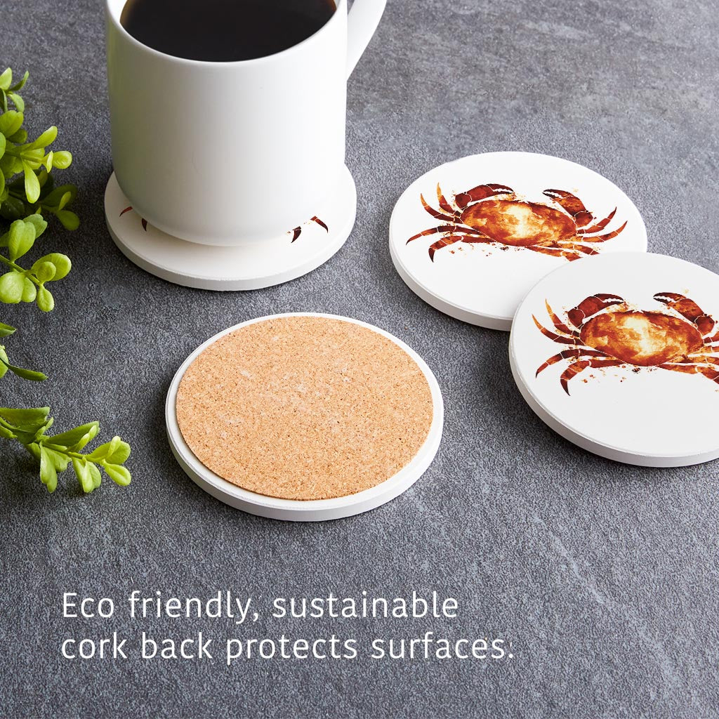 East Coast Water Color Crab| Absorbent Coasters | Set of 4 | Min 2