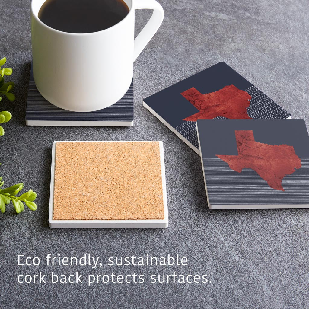 Modern Minimalist Texas Straight Line State Shape | Absorbent Coasters | Set of 4 | Min 2
