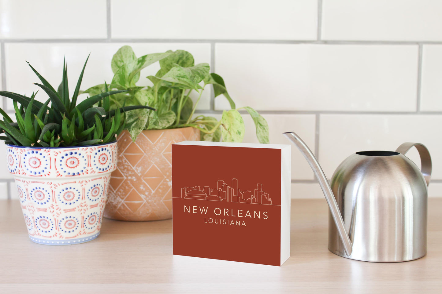 Louisiana Colorful New Orleans Skyline | Wood Block | Eaches | Min 4
