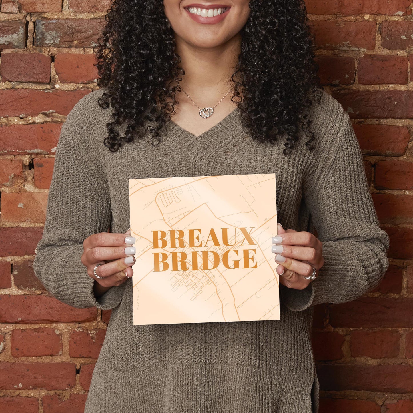 Modern Minimalist Louisiana Breaux Bridge Map | Hi-Def Glass Art | Eaches | Min 2