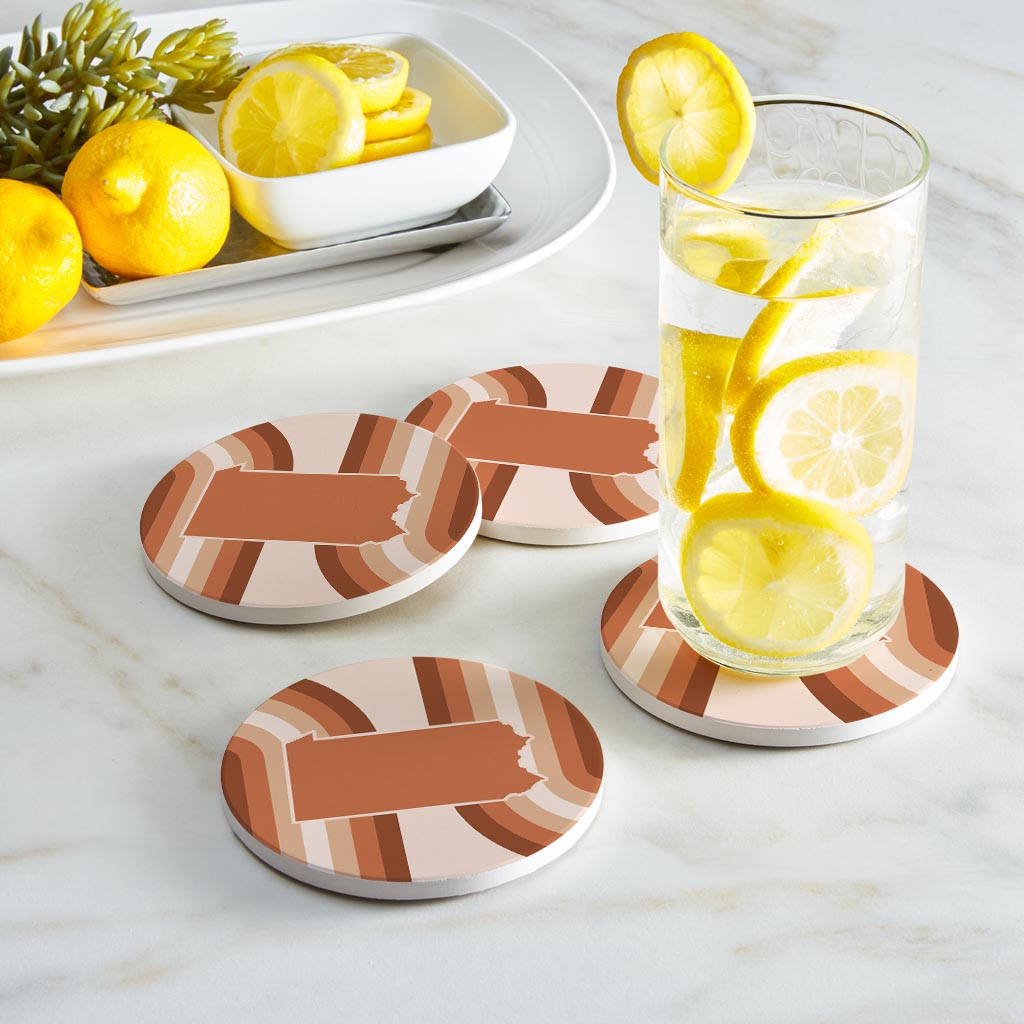 Modern Minimalist Pennsylvania State | Absorbent Coasters | Set of 4 | Min 2
