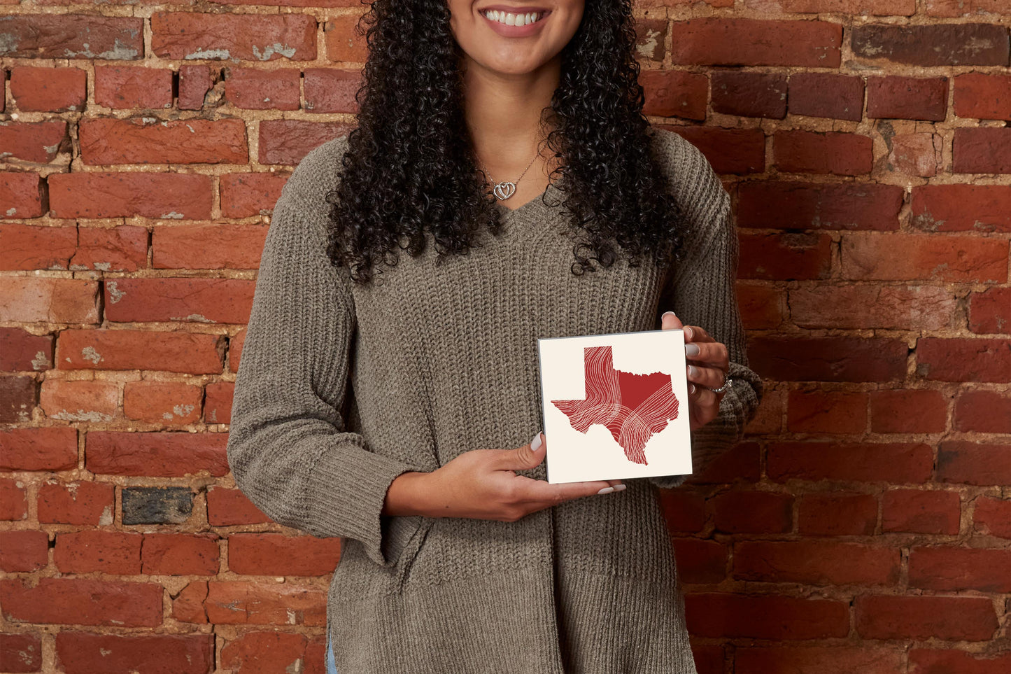 Modern Minimalist Texas Fluid Line State Shape | Wood Block | Eaches | Min 4